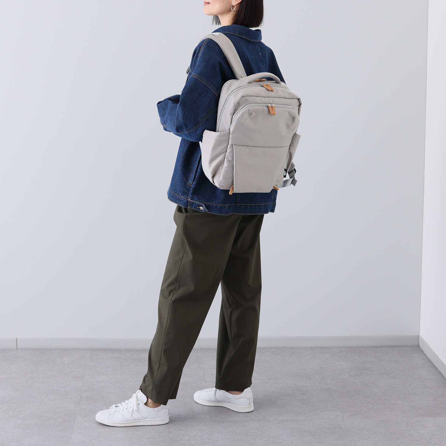 カバッグ はっ水ナイロン ガバッと開く前ポケット付 時短リュック“ミニ”