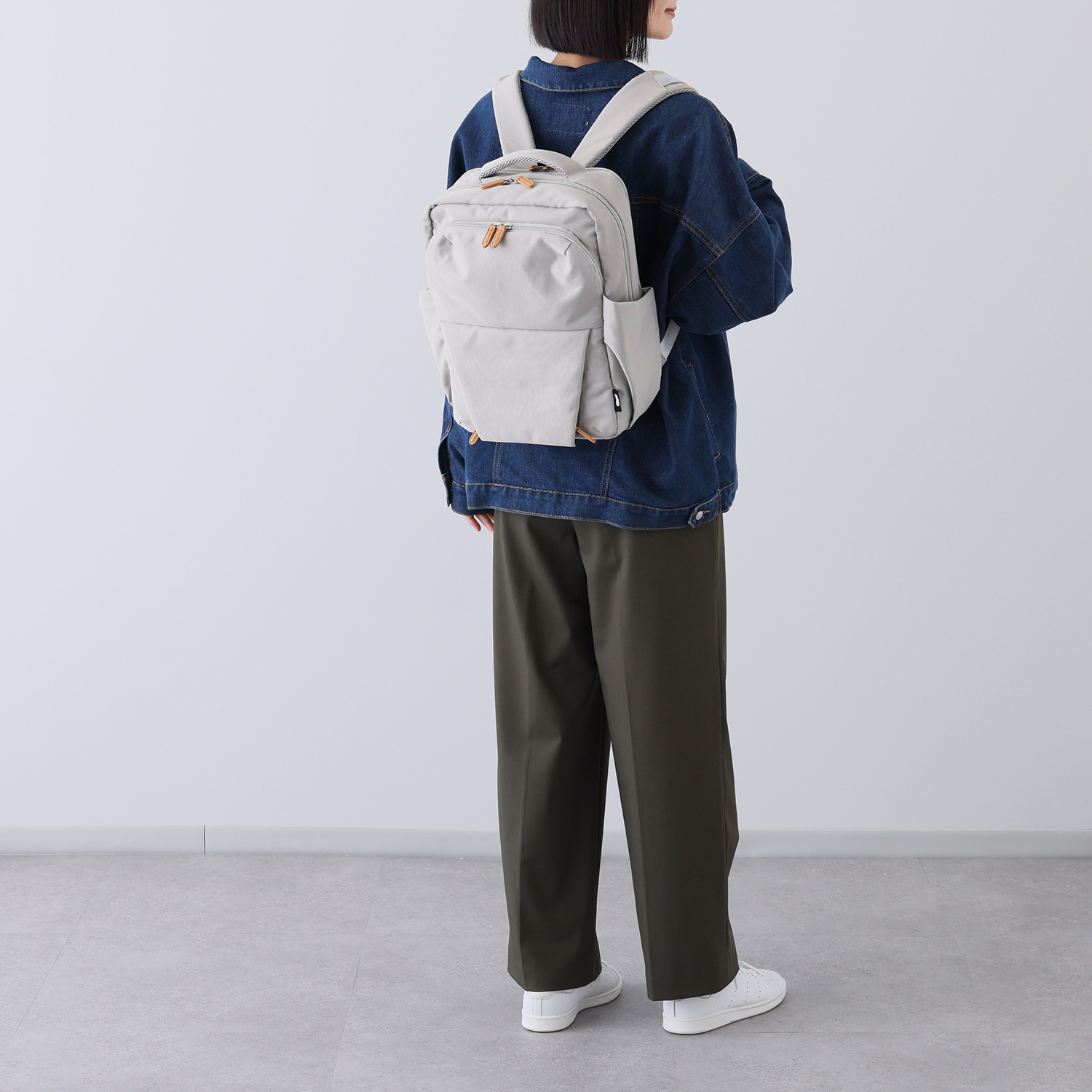 カバッグ はっ水ナイロン ガバッと開く前ポケット付 時短リュック“ミニ”