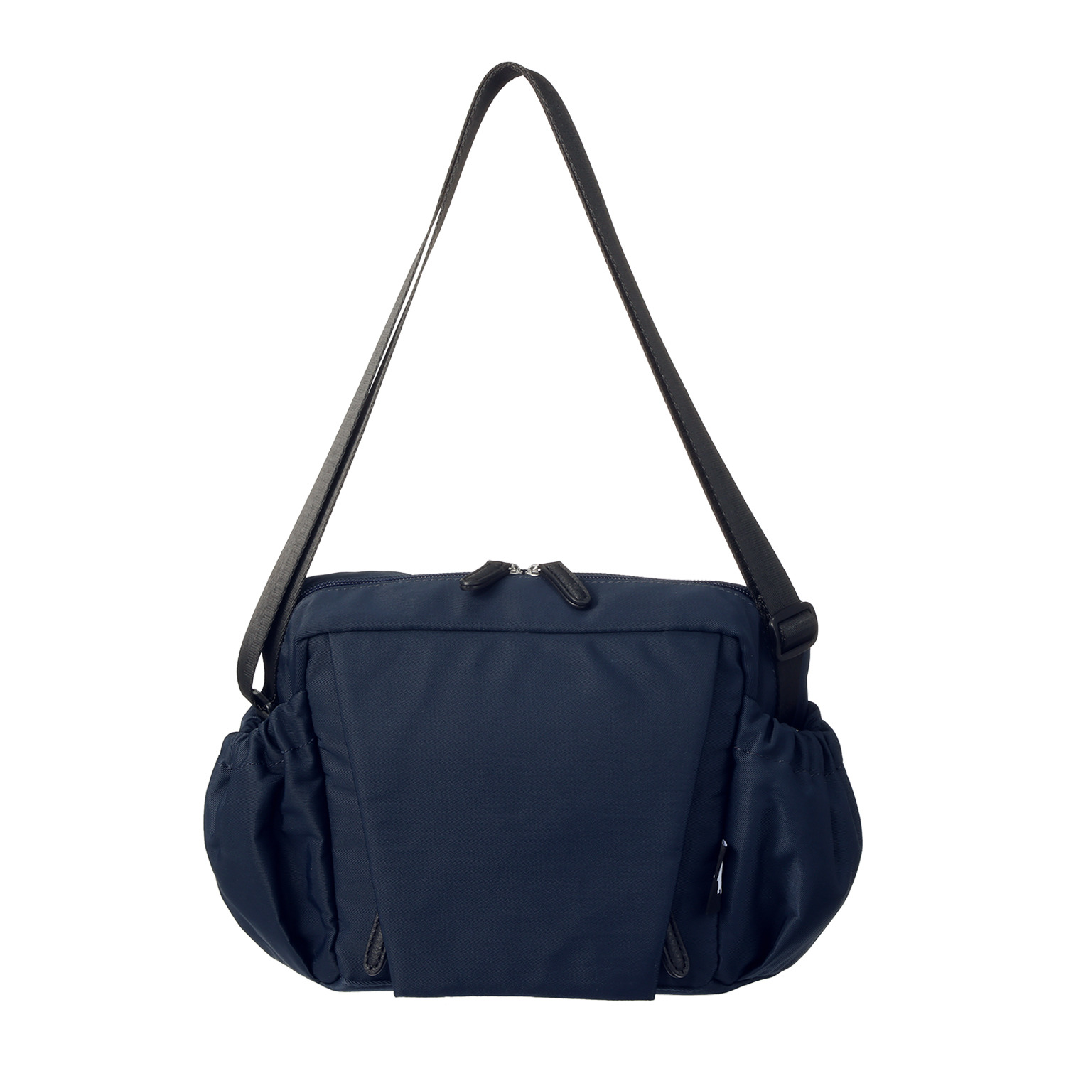 カバッグ はっ水ナイロン ガバッと開く前ポケット付 時短ショルダーバッグ