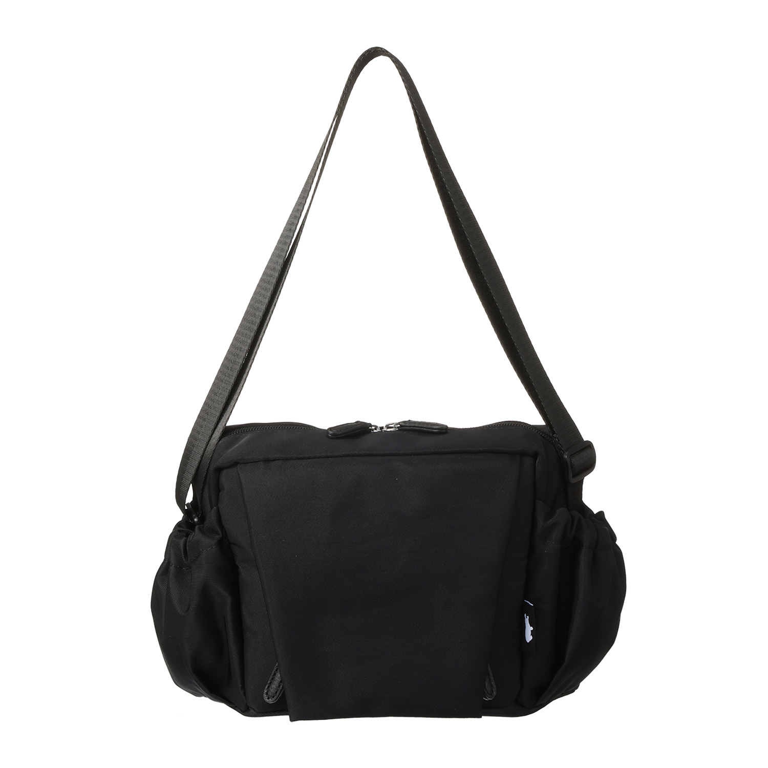 カバッグ はっ水ナイロン ガバッと開く前ポケット付 時短ショルダーバッグ