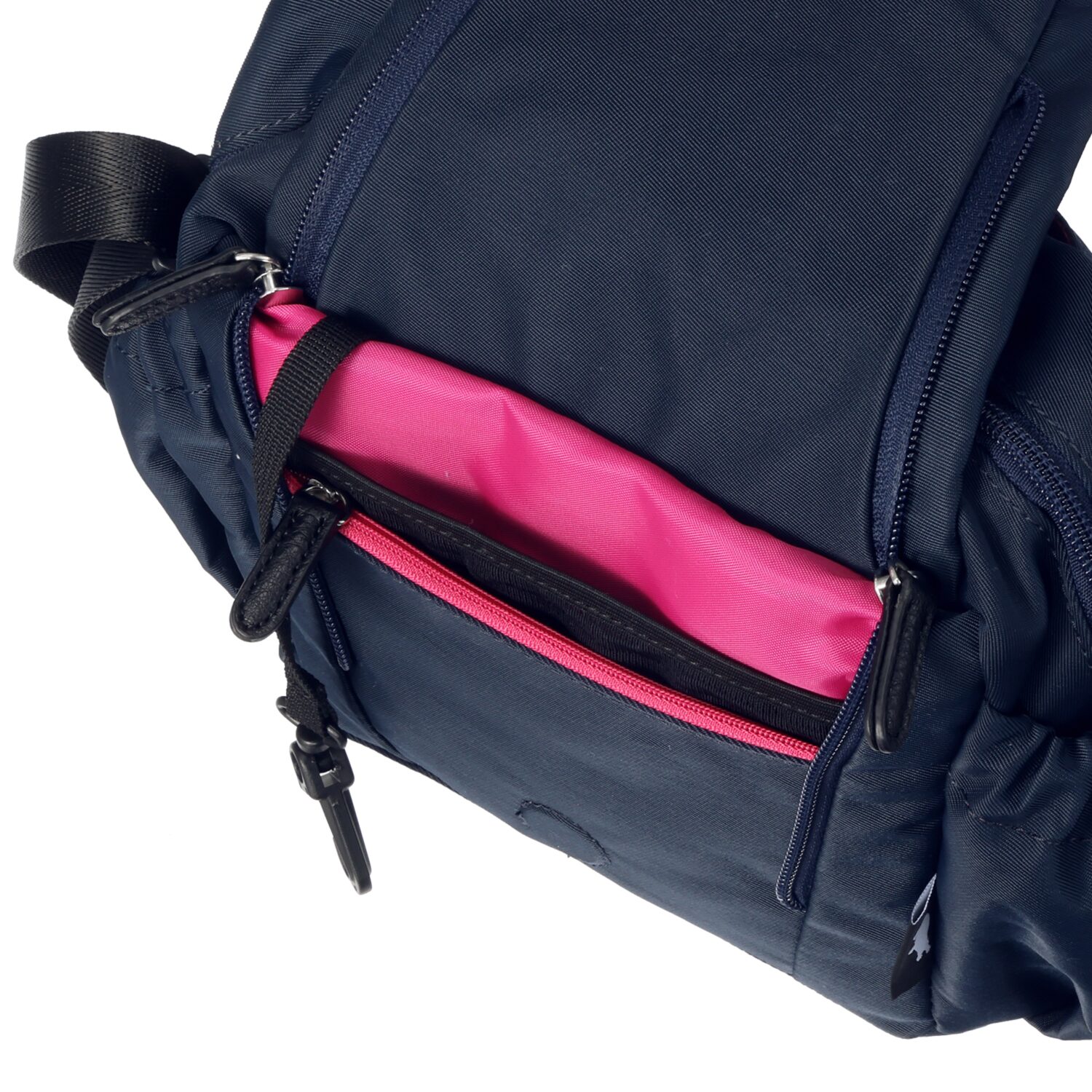 カバッグ はっ水ナイロン ガバッと開く前ポケット付 時短ショルダーバッグ