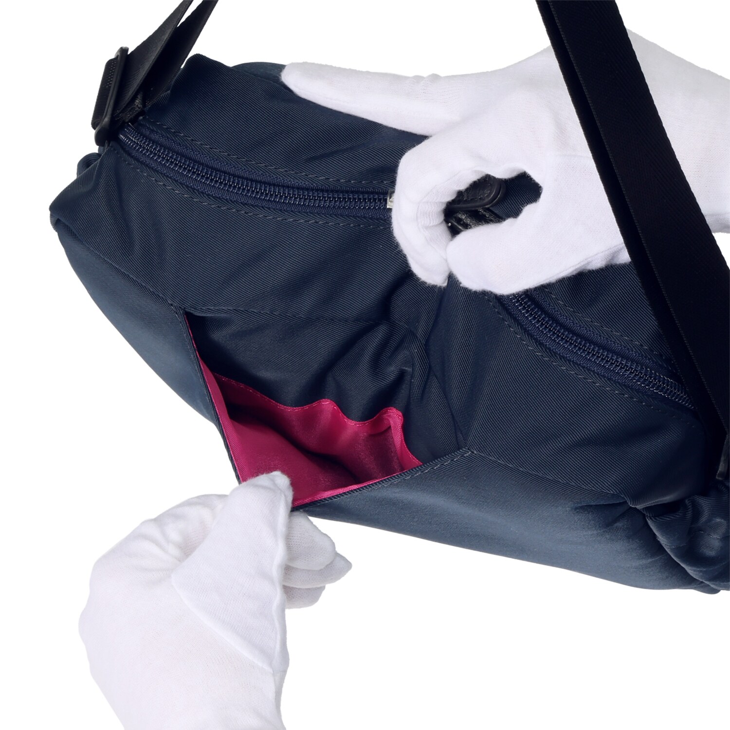 カバッグ はっ水ナイロン ガバッと開く前ポケット付 時短ショルダーバッグ