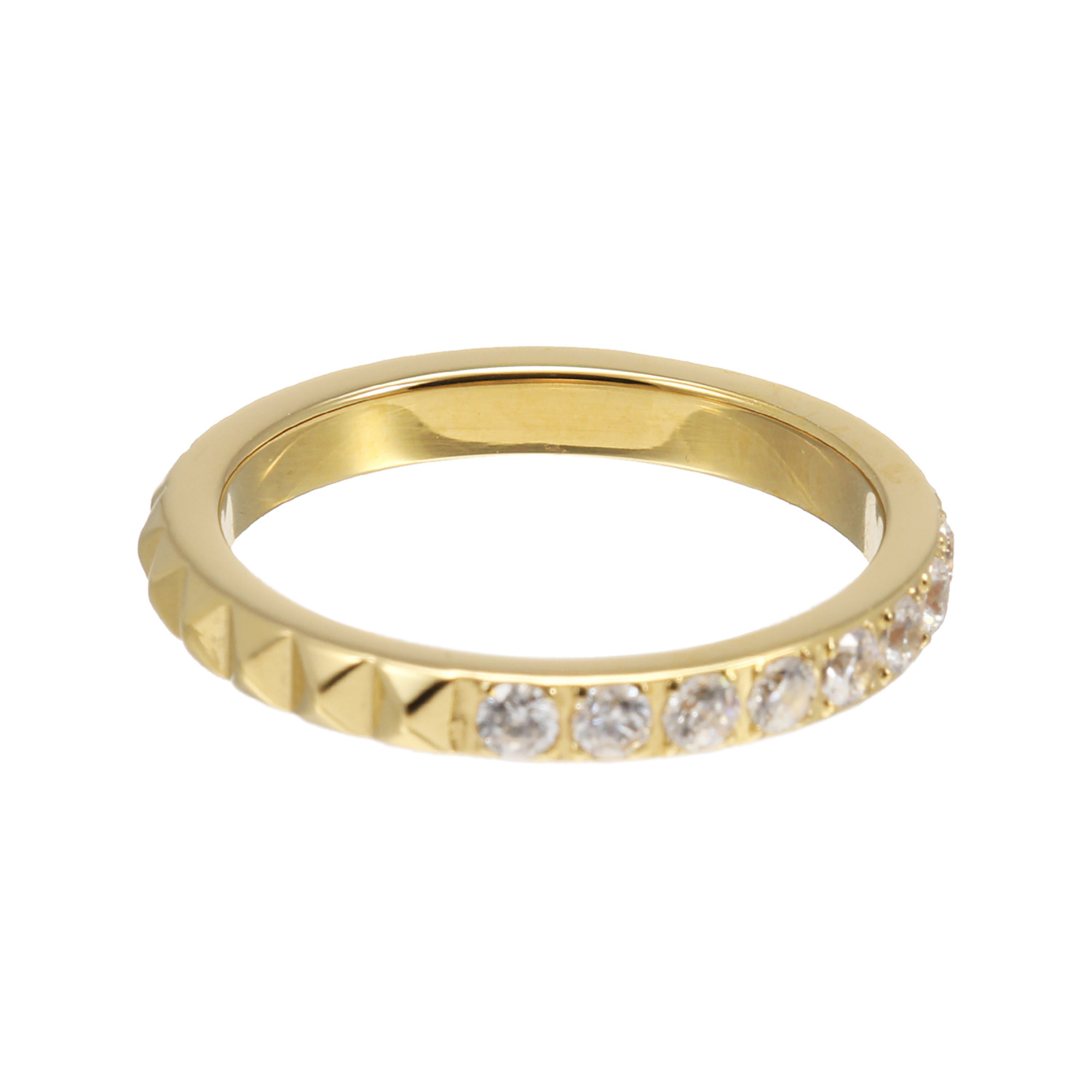 ベリテ ＰＶＤコーティング サージカルステンレス ＣＺ＆スタッズ デザインリング