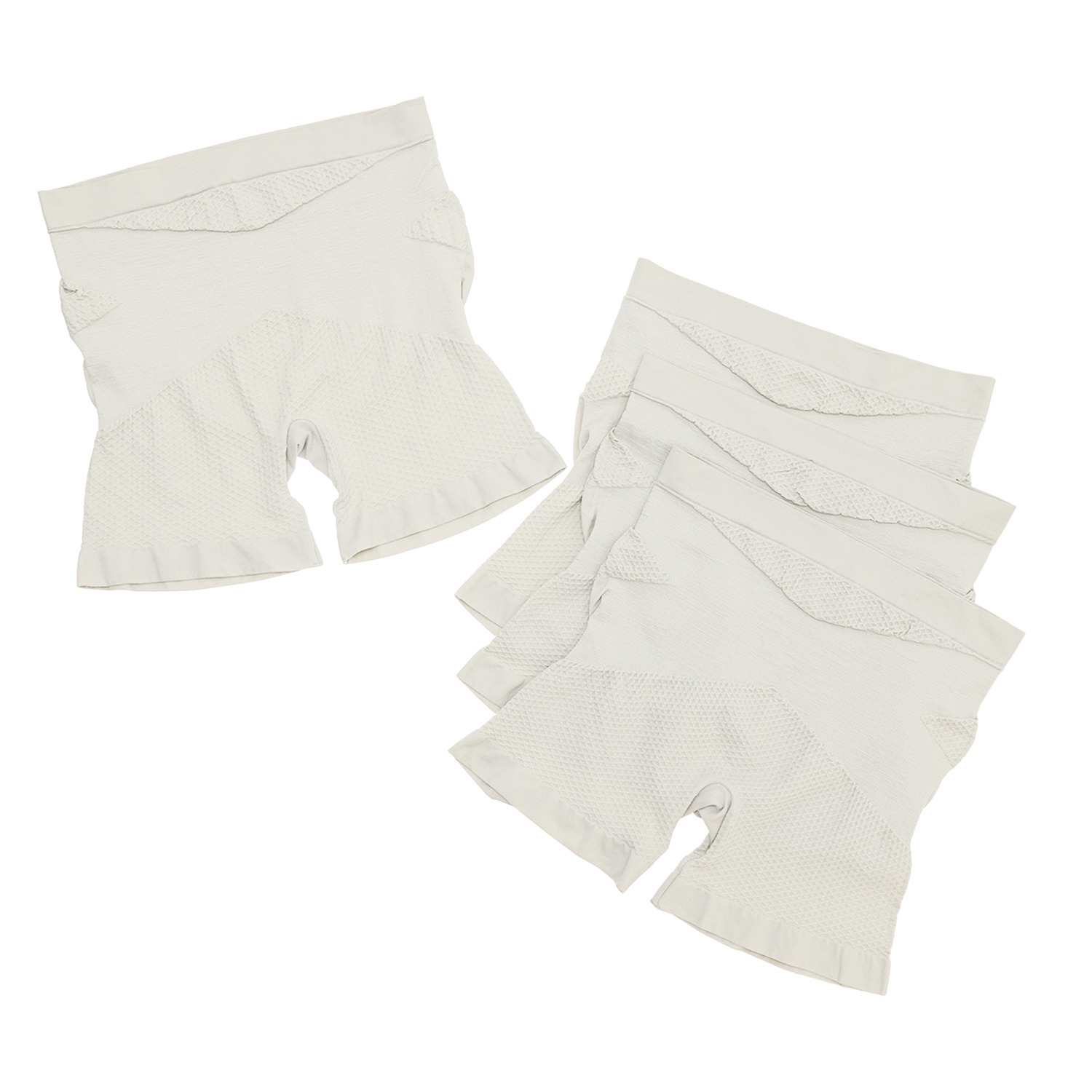 女の欲望 快適ワッフルメッシュ 骨盤＆ヒップサポート １．５分丈パンツ 同色４枚セット