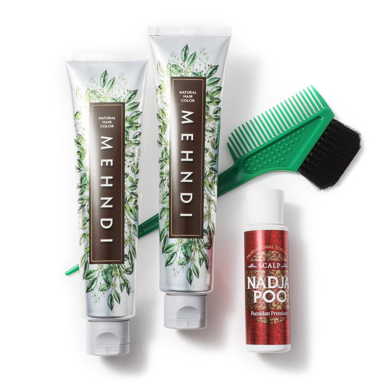 メヘンディ 白髪染め １回で染まる！ツヤ色！ ヘナ専門サロン開発 ナチュラルヘアカラー ２本特別セット