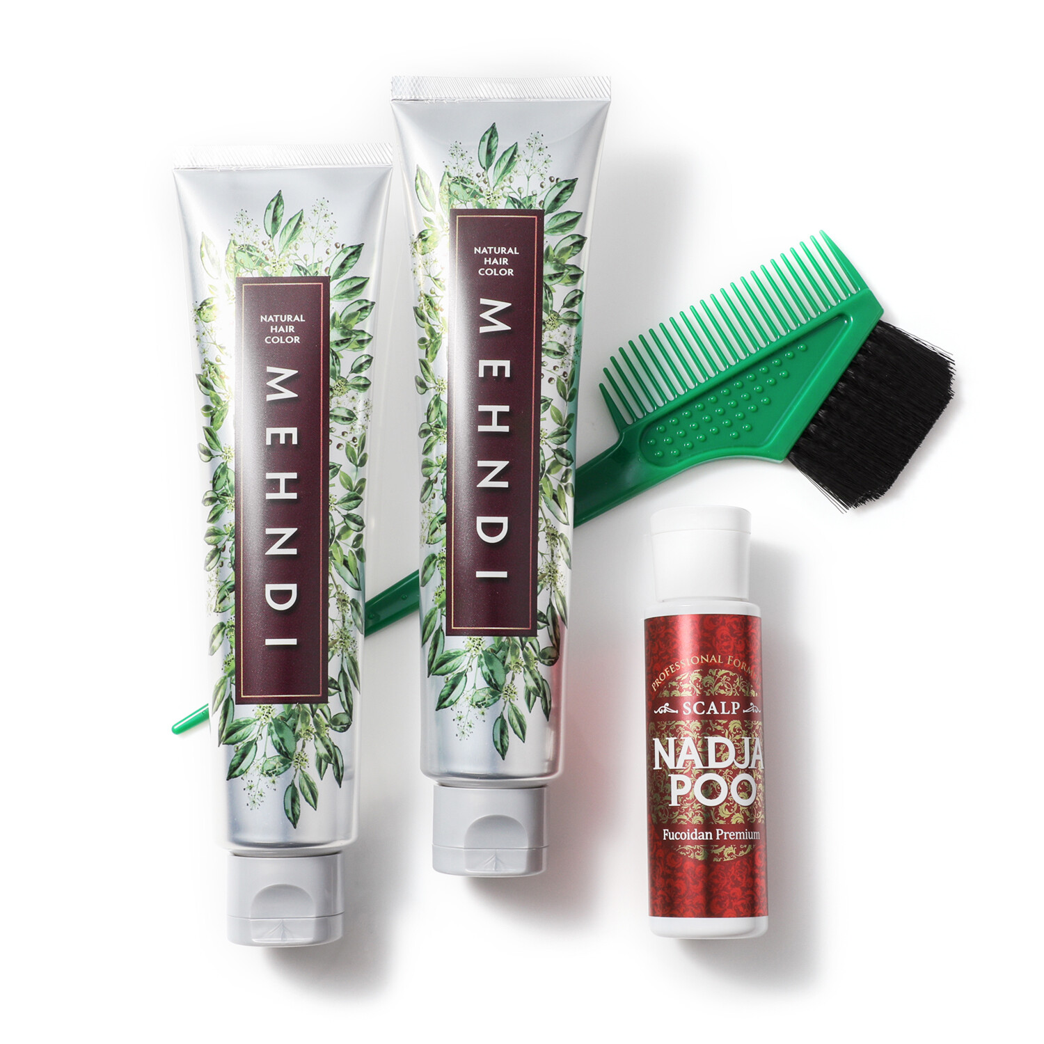 メヘンディ 白髪染め １回で染まる！ツヤ色！ ヘナ専門サロン開発 ナチュラルヘアカラー ２本特別セット