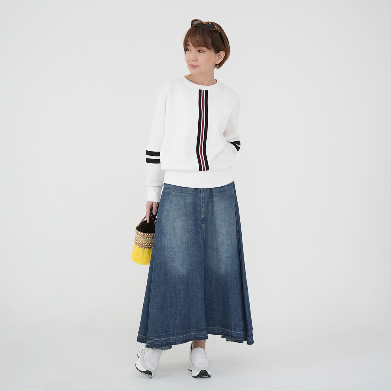 エムズ　スタイル ソフトダンボール ラインニットアクセント ドルマンスリーブ プルオーバー