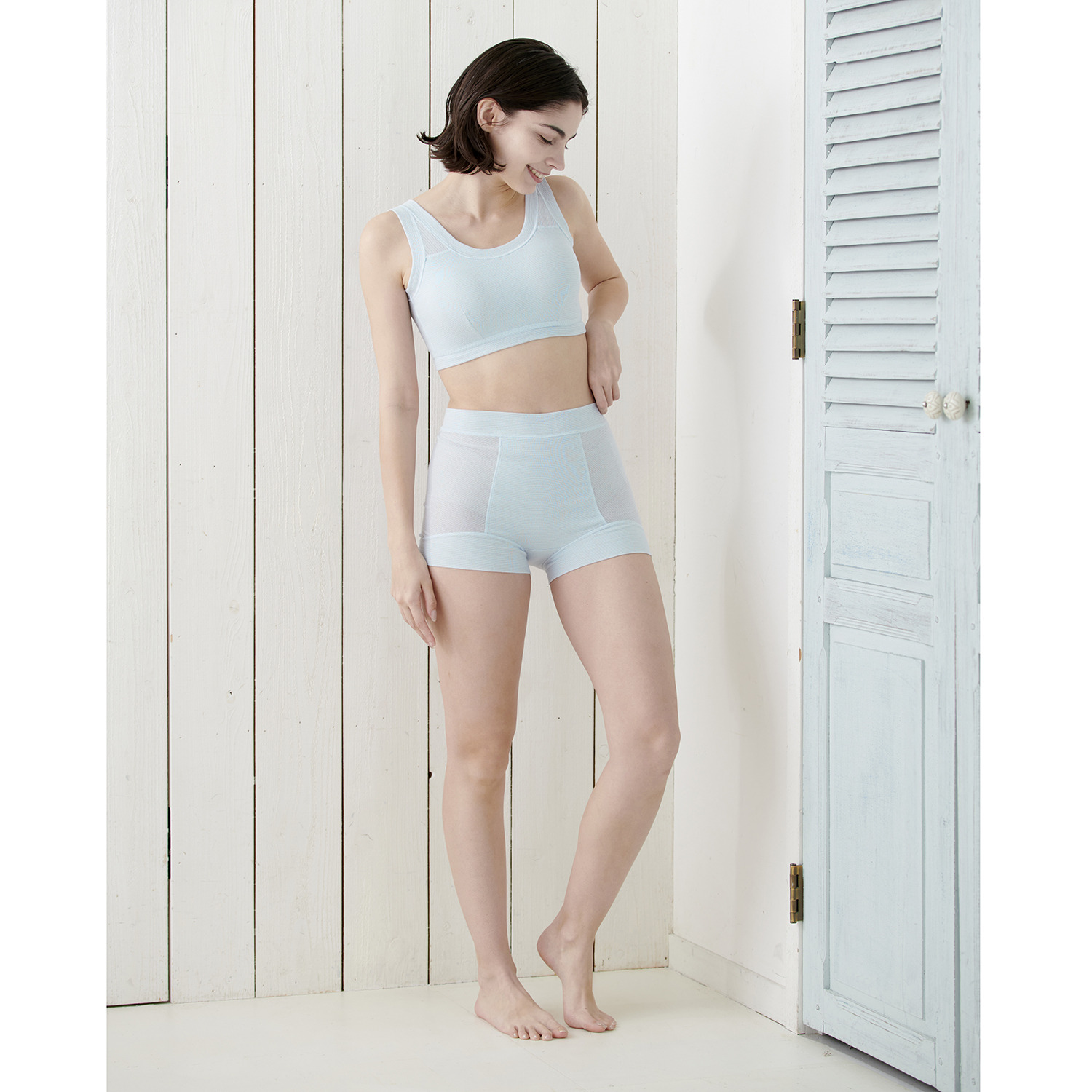 丸福ガーゼ 速乾・抗菌防臭 綿モダール混 ノンワイヤーブラジャー ２枚セット