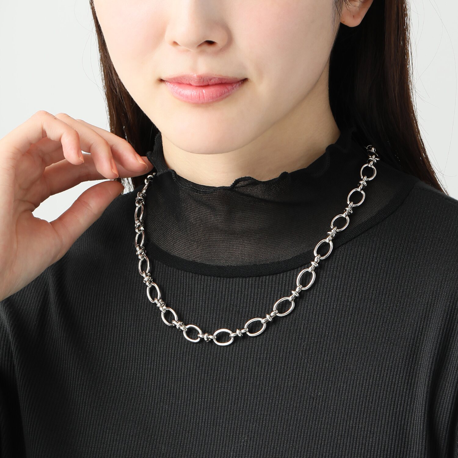 ブロッソ ステンレス オーバルデザイン マグネットクラスプ チェーンネックレス