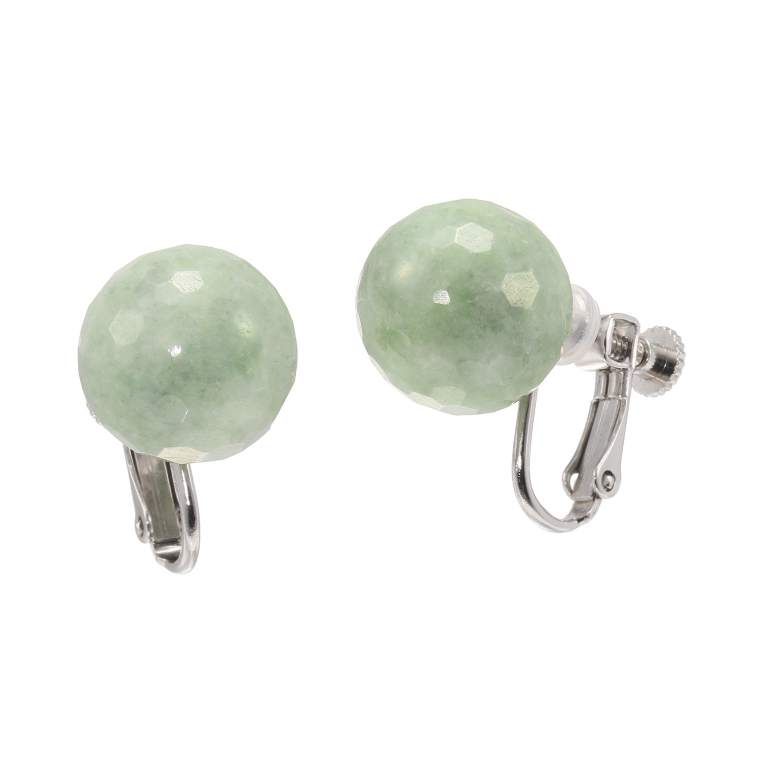 ミャンマー産 無染色本翡翠 ファセットビーズ イヤリング／ピアス