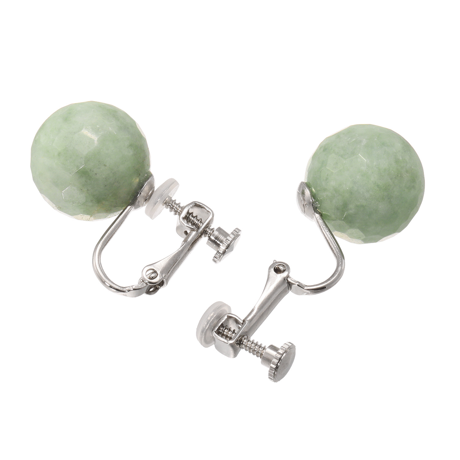 ミャンマー産 無染色本翡翠 ファセットビーズ イヤリング／ピアス