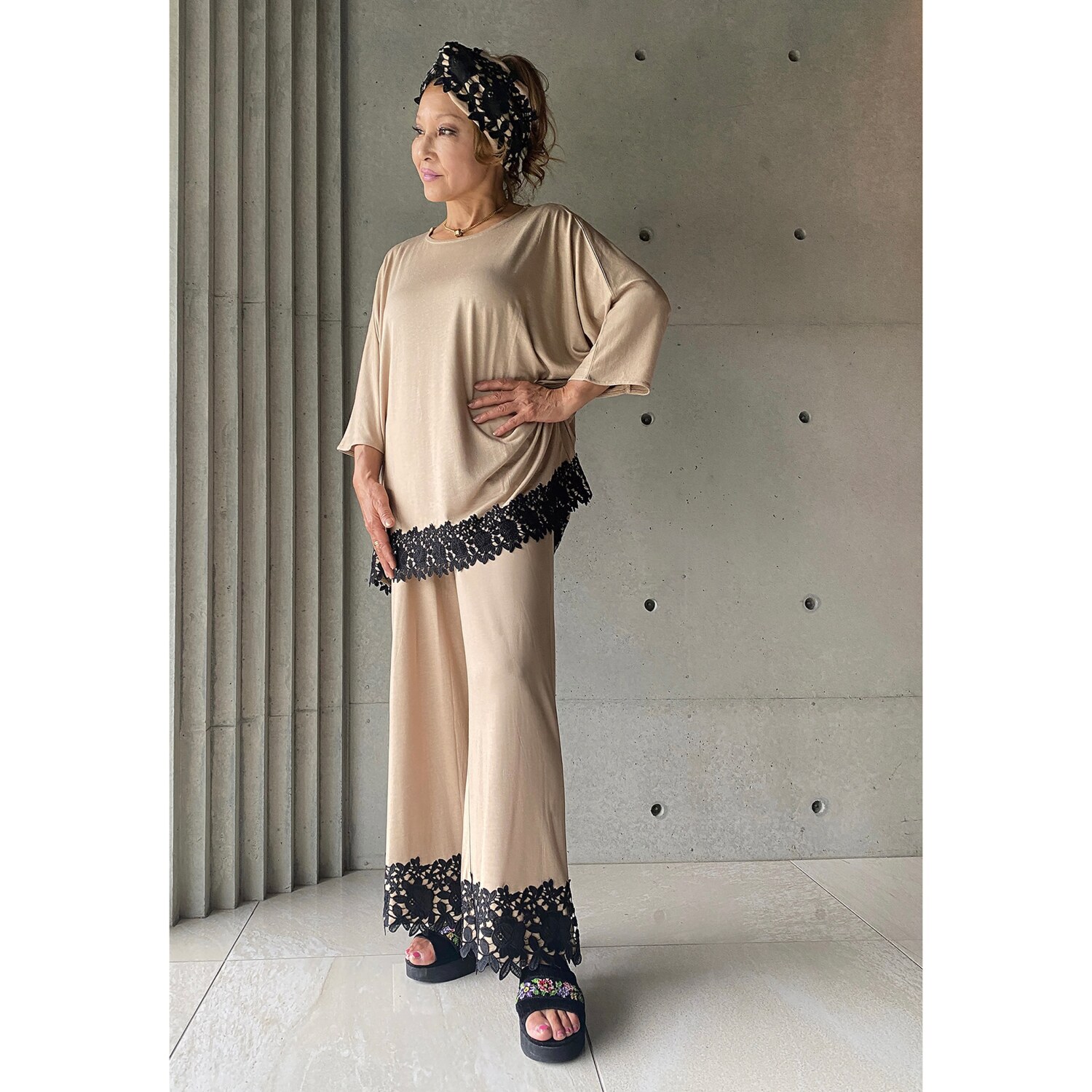 上級睡眠健康指導士 加賀三枝が監修！ 美しレースのターバン ２色セット