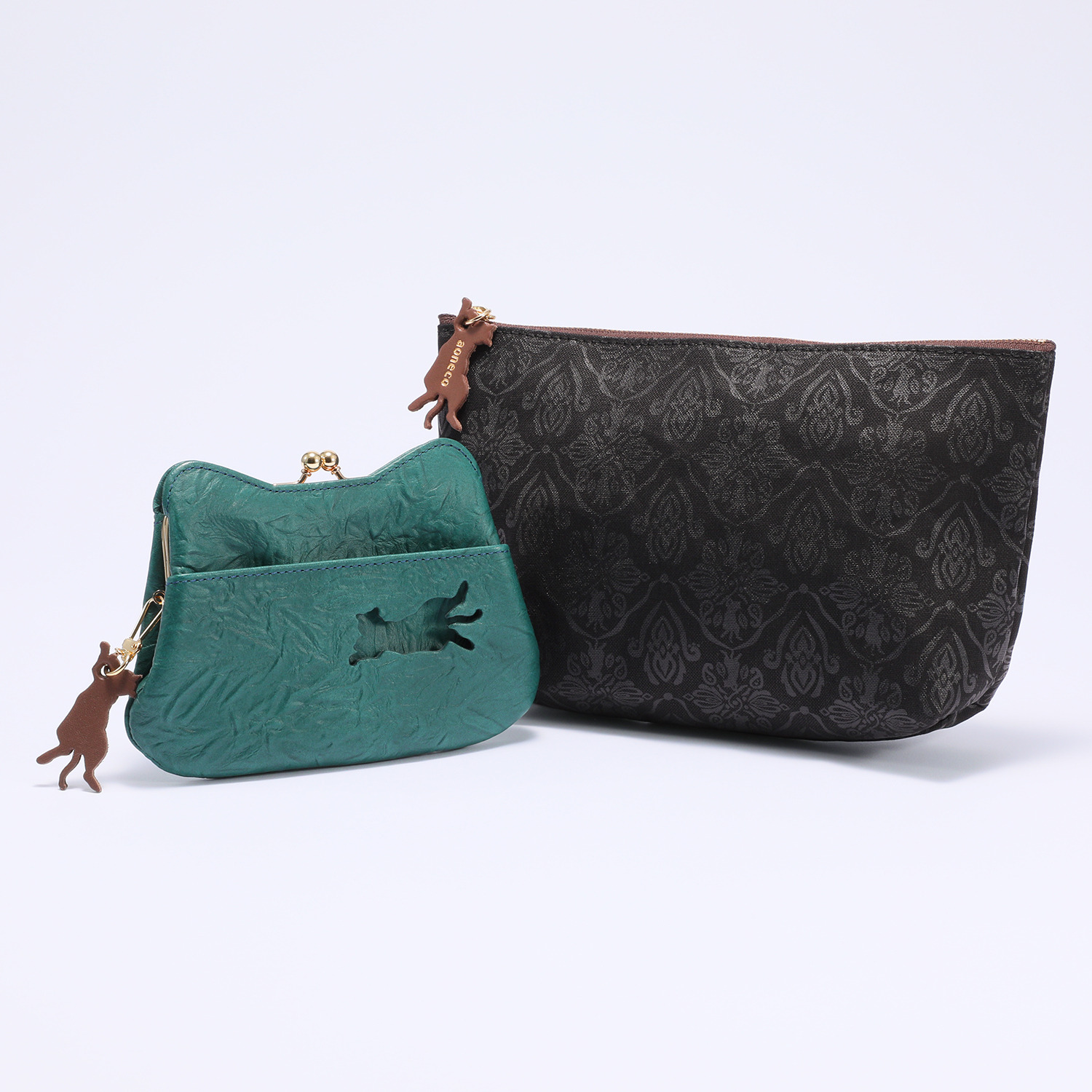 アオネコ がま口ミニウォレット＆ ポーチＭ ＜保護ネコ寄付チケット 　１３４０円分付＞