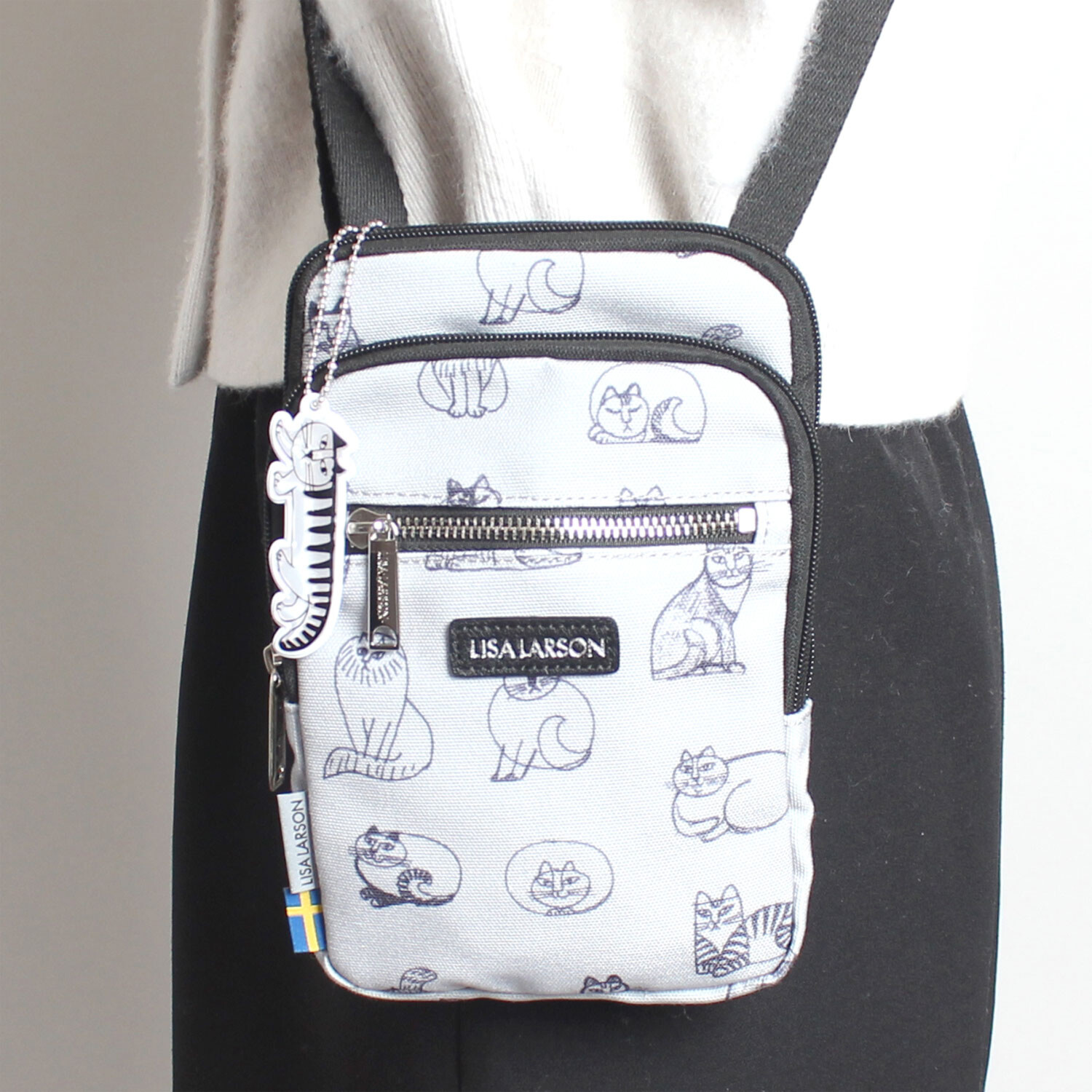 リサ・ラーソン スケッチねこたち 軽量 スマホショルダーバッグ