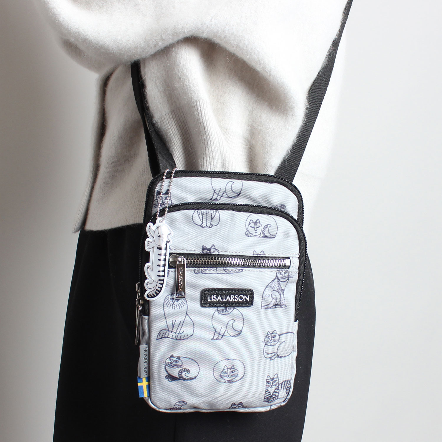 リサ・ラーソン スケッチねこたち 軽量 スマホショルダーバッグ