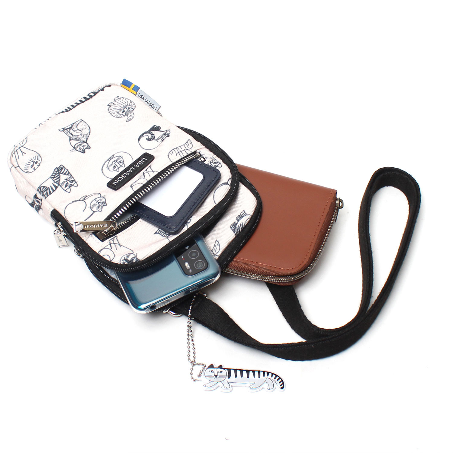 リサ・ラーソン スケッチねこたち 軽量 スマホショルダーバッグ