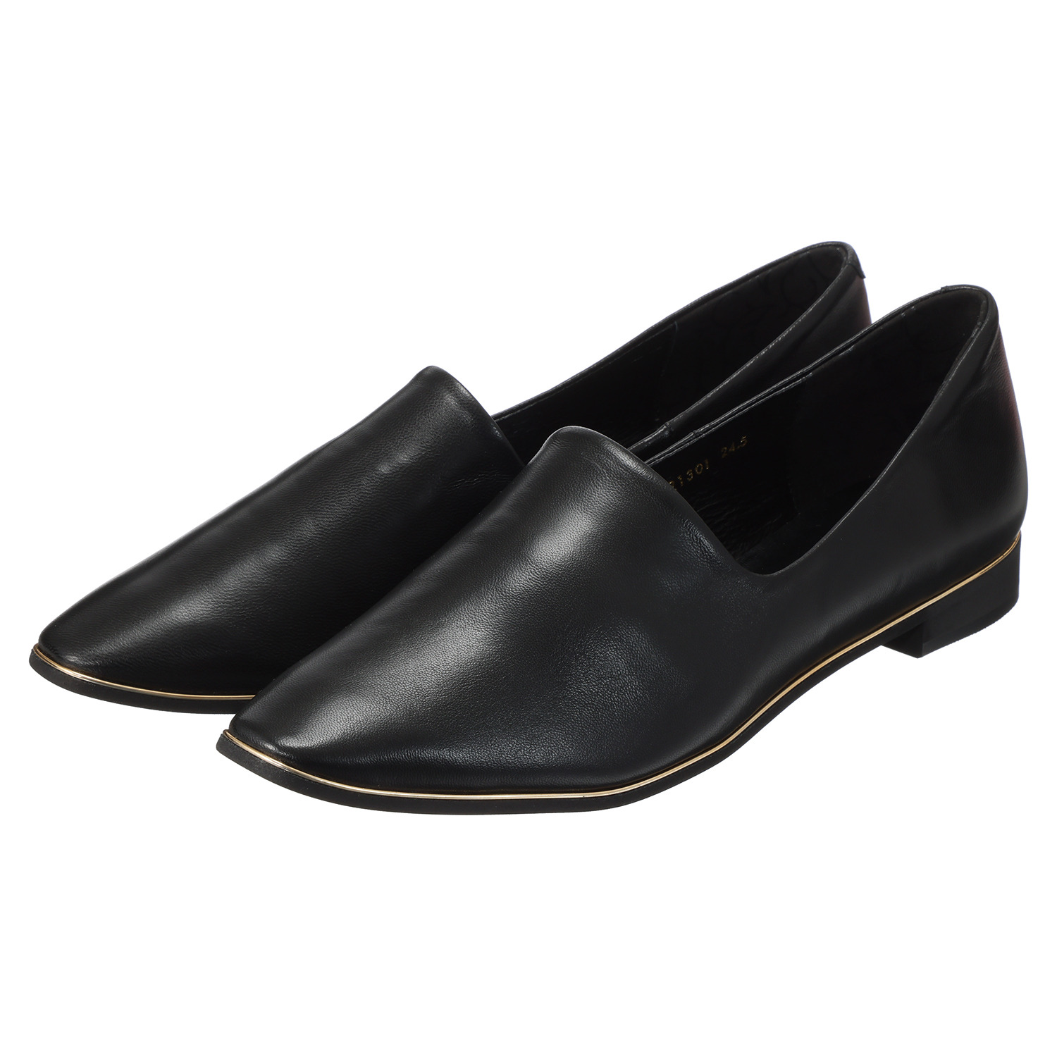 卑弥呼 日本製 ソフトレザー メタルライン 軽量フラットパンプス