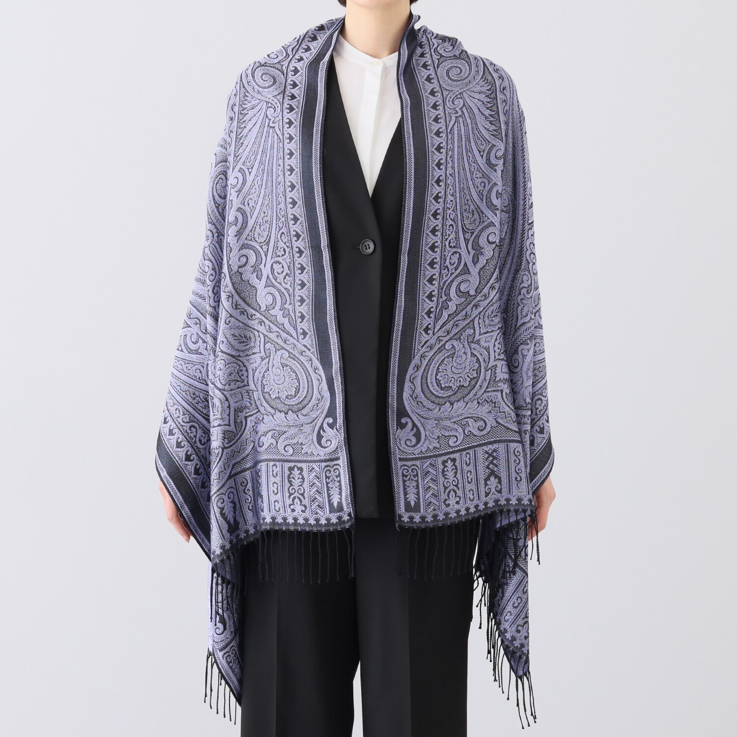 シルク１００％ ジャガードストール