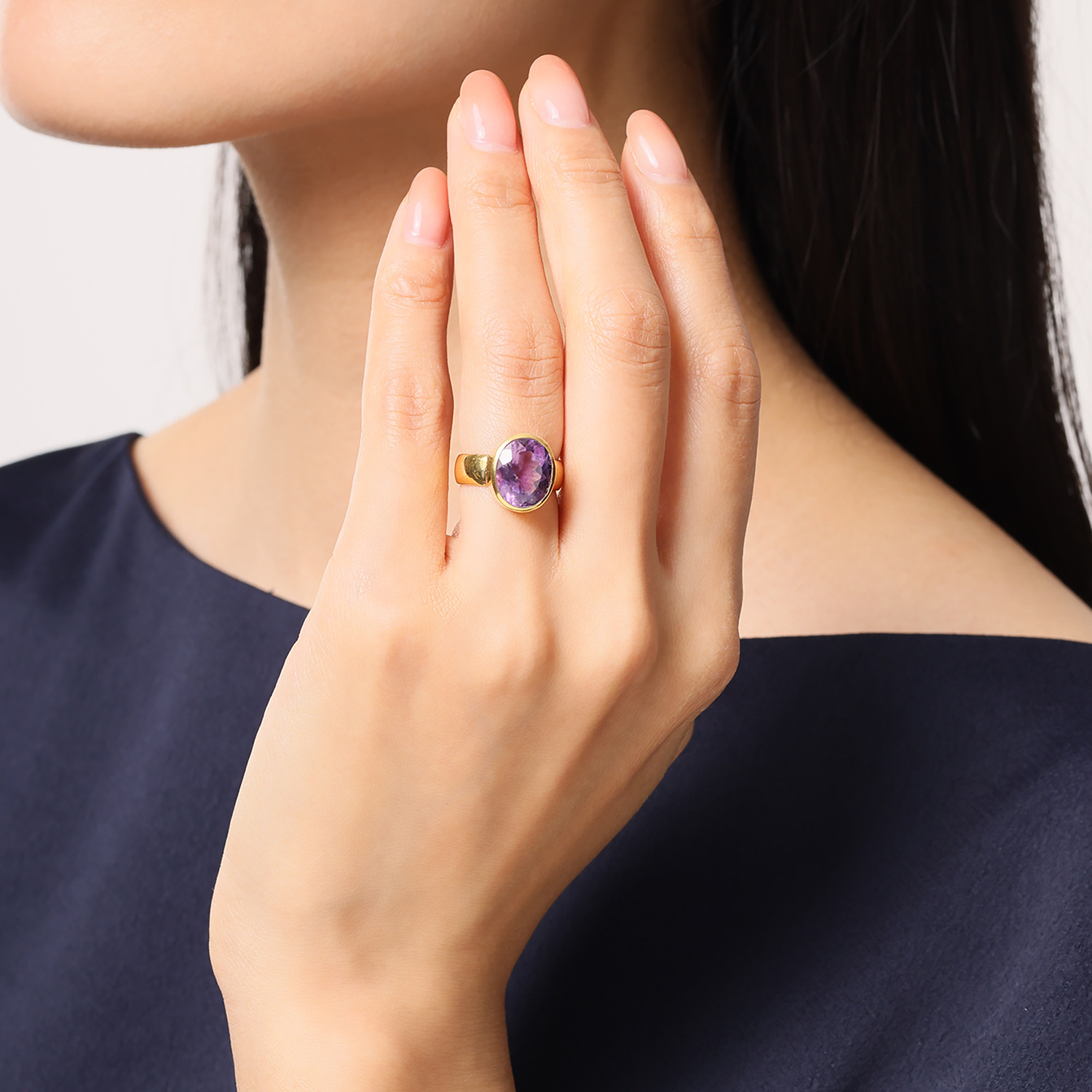 幸石堂 福禄寿の天然石 金福祈願 オーバルストーン リング