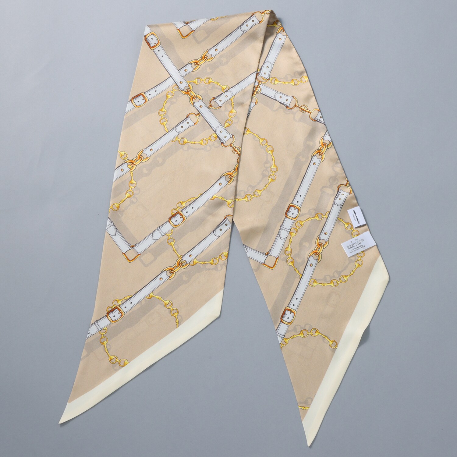 ミラ・ショーン リング付 シルク１００％ ナロースカーフ