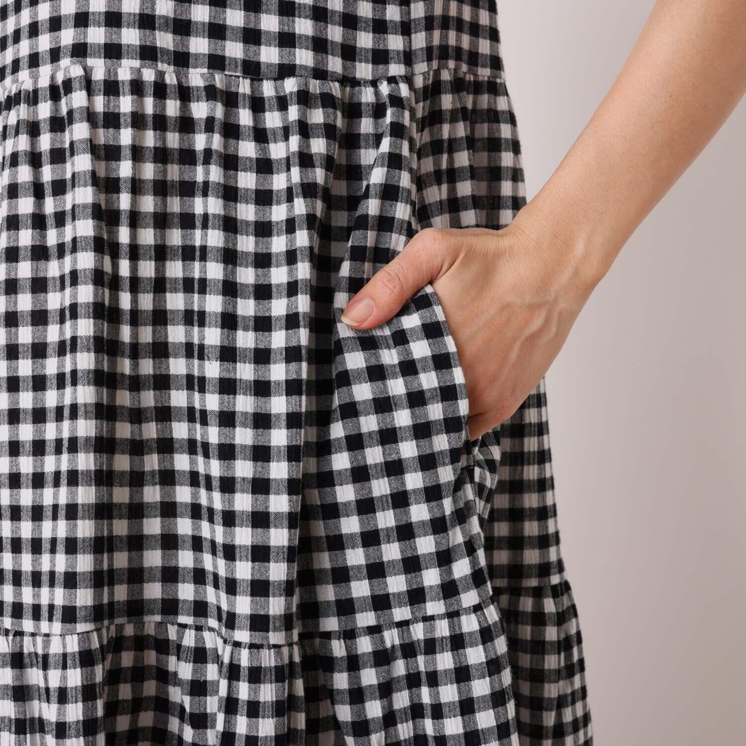 リラキュート 吸水速乾 綿１００％クレープ素材 ティアードフリル ワンピース