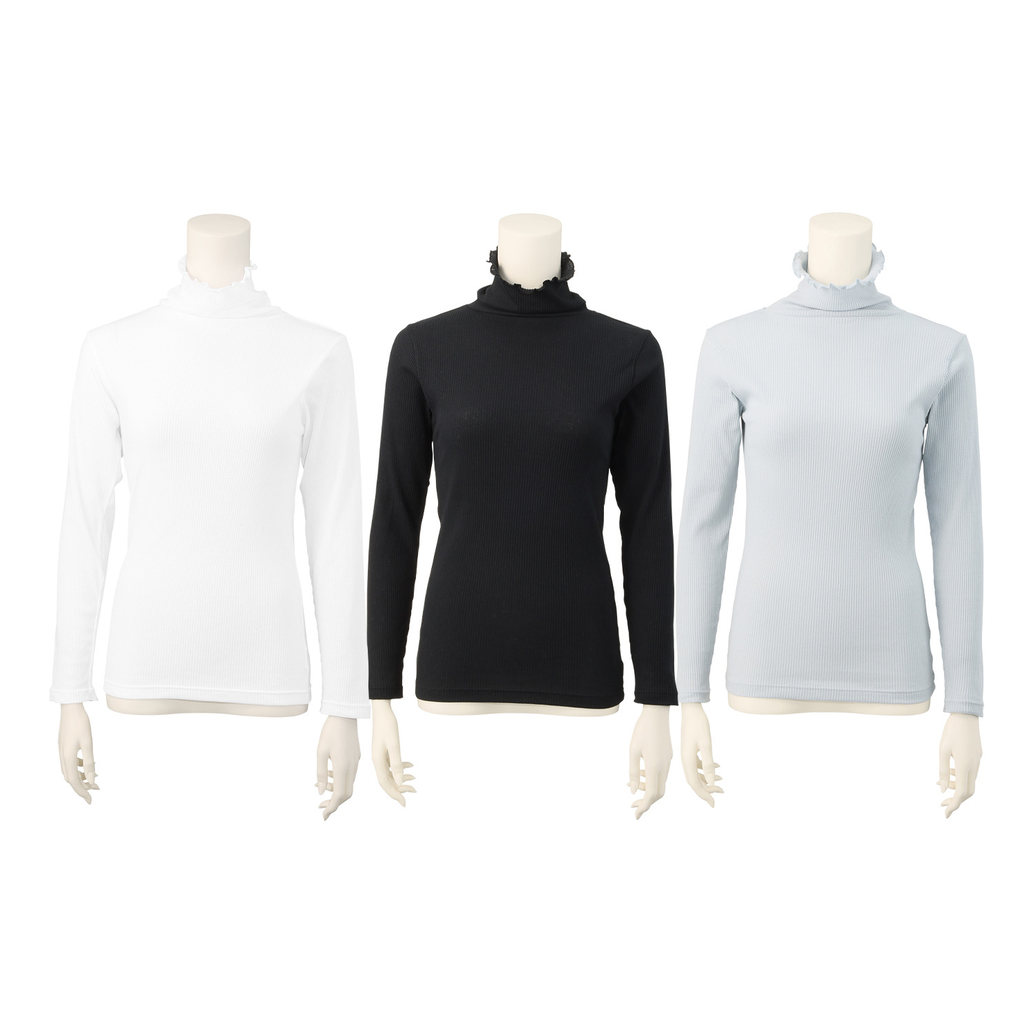 ジュエル オーガニック コットン１００％ リブ編長袖インナー ３枚セット