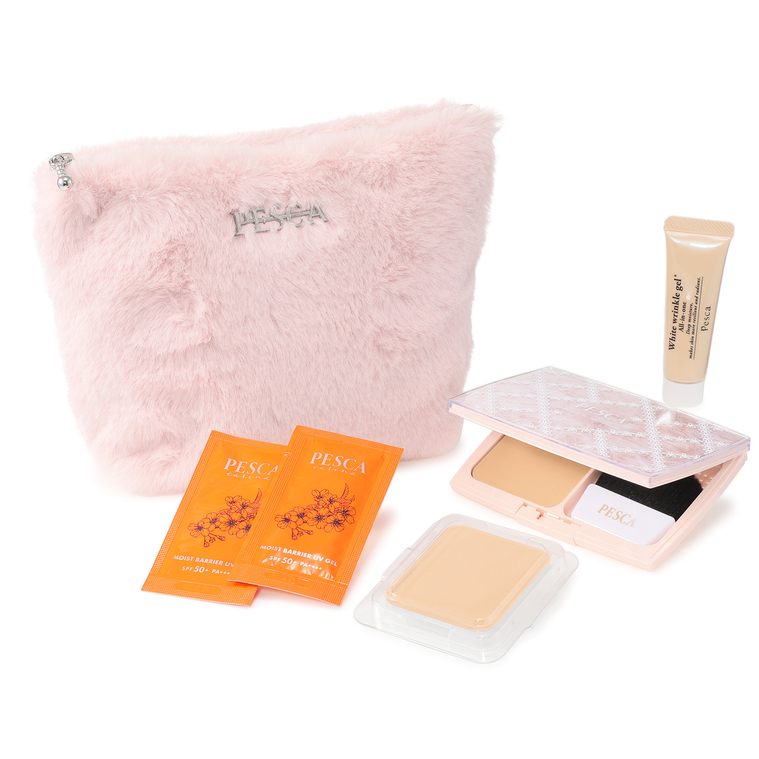 ペスカ サロン級の美白ケア 透明感のあるツヤ肌を演出 １品７役！薬用セラム ファンデーション ２個分特別セット