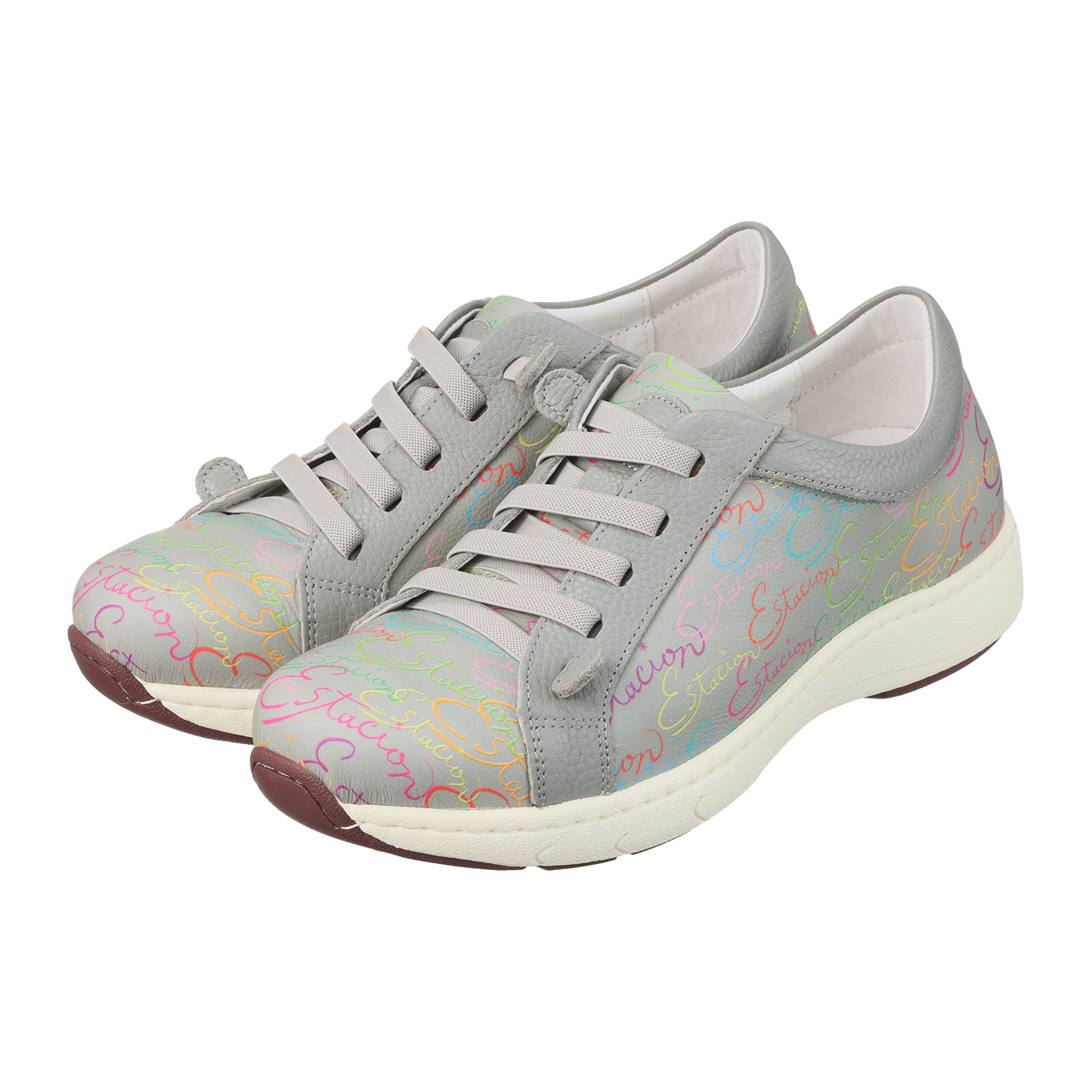 エスタシオン 空気循環ソール 牛革 カラフルロゴデザイン スニーカー