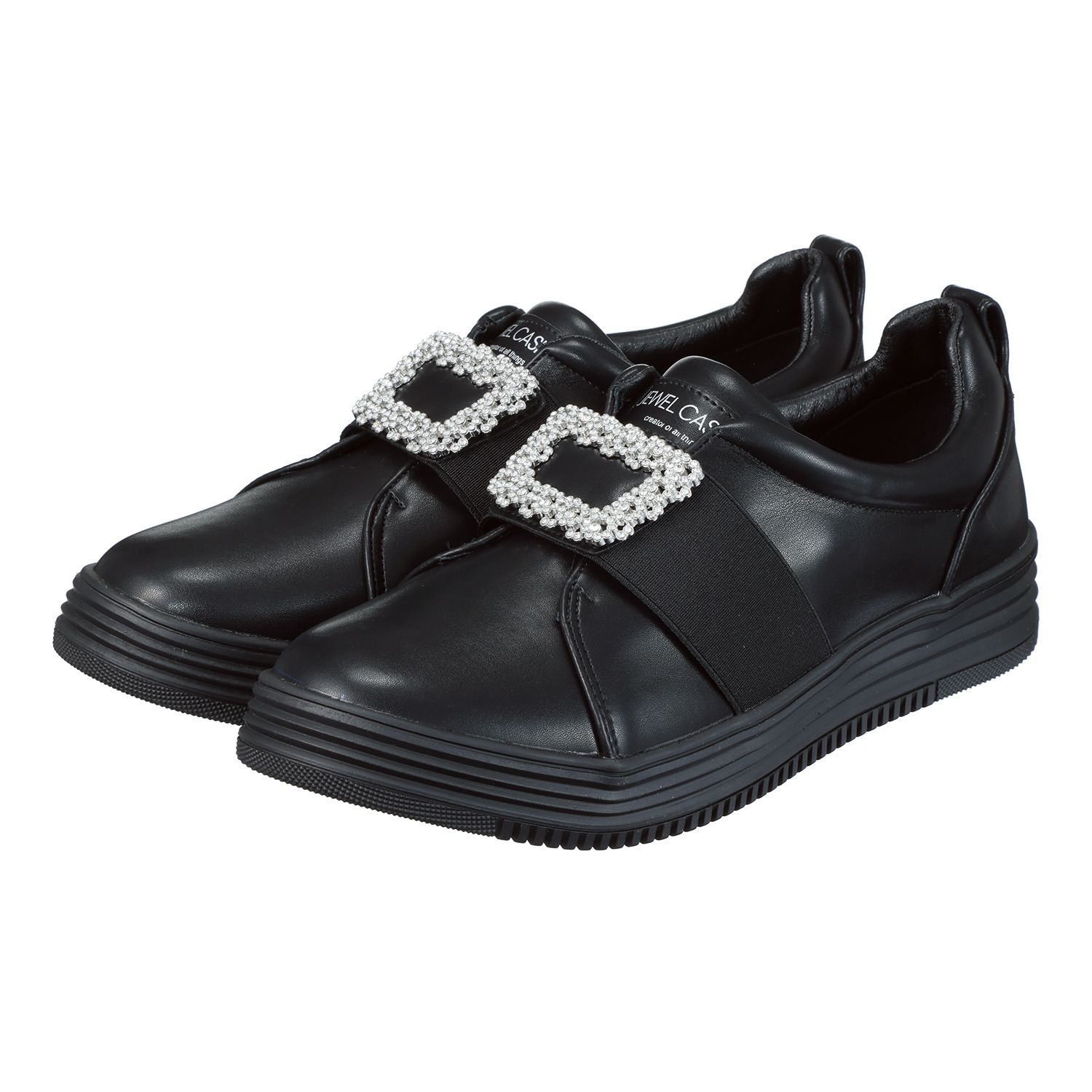 ジュエルキャスケット バックルアクセント ウェッジスリッポン