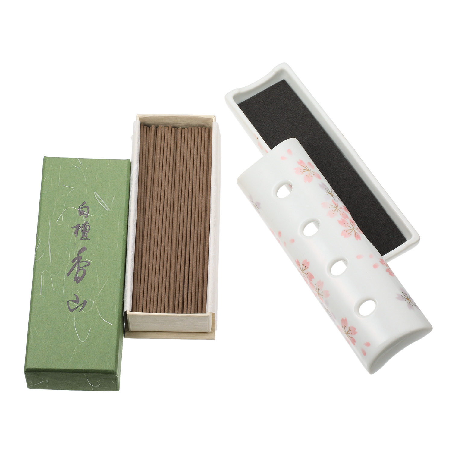 日本香堂 香山 白檀香山と 寝かせる線香皿セット
