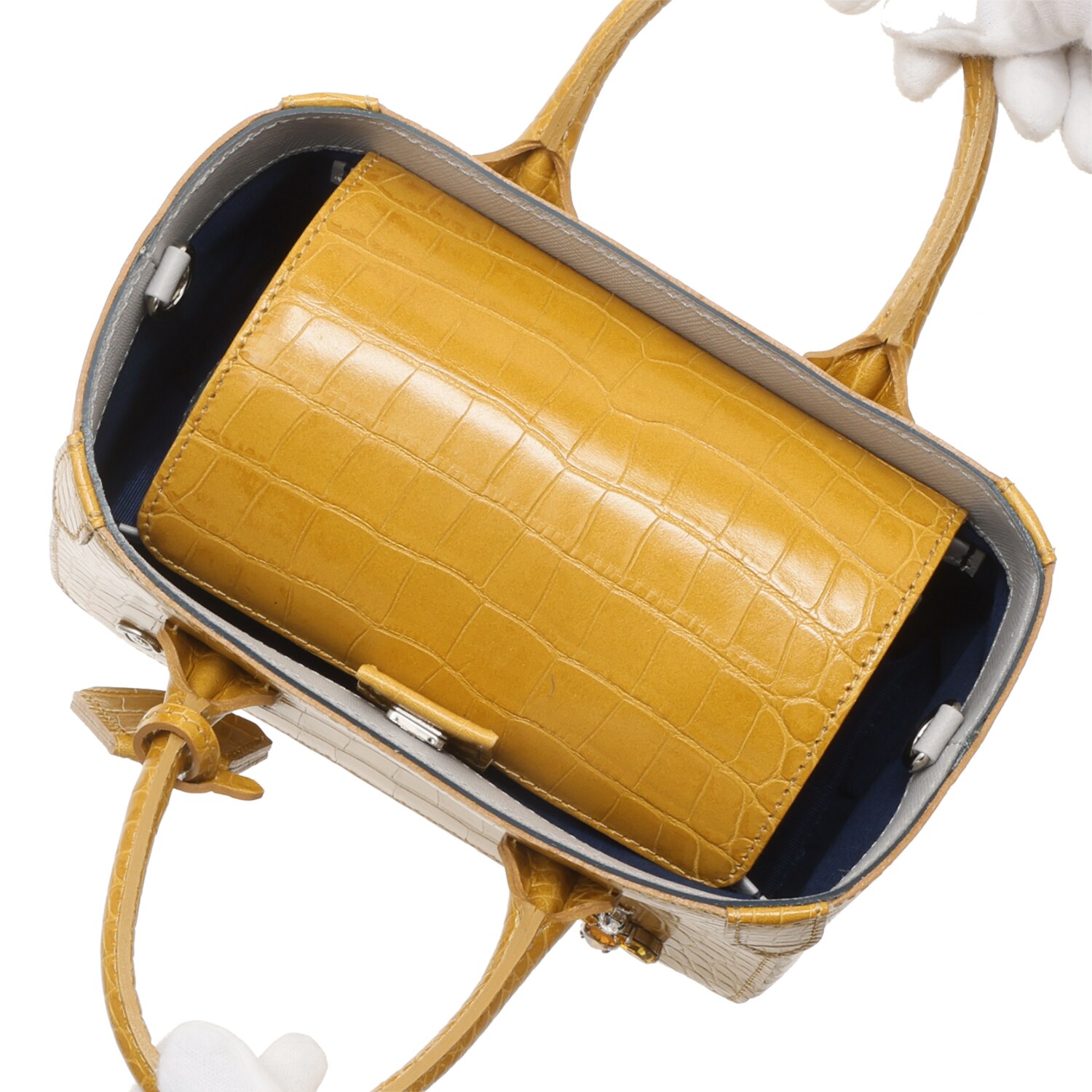 エーディーエムジェイ ＴＨＥ　ＢＥＥ 牛革クロコダイル型押し マイクロミニトートバッグ