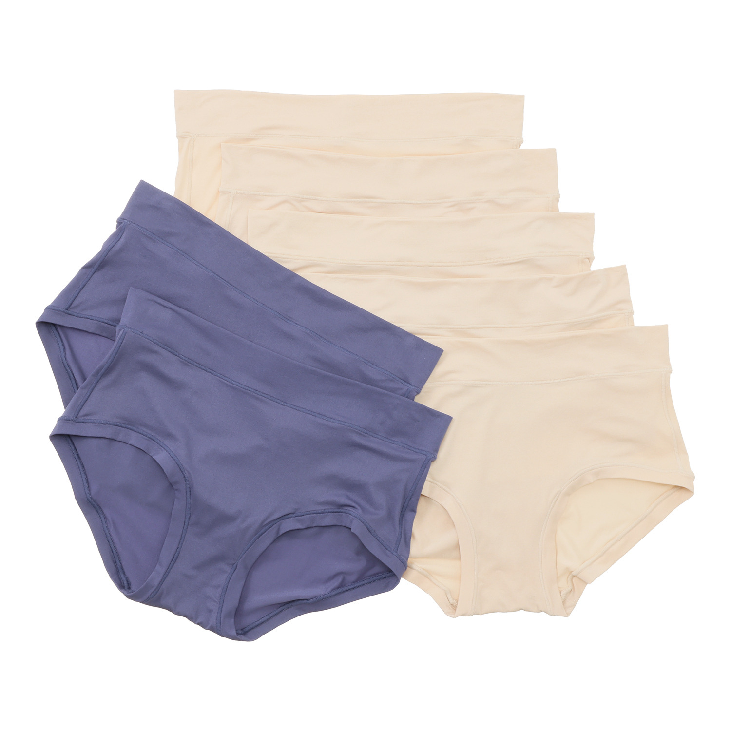 マリランテ 柔らか伸び伸び快適素材 のびのびショーツ ７枚セット ＜ベージュ＆ネイビー＞