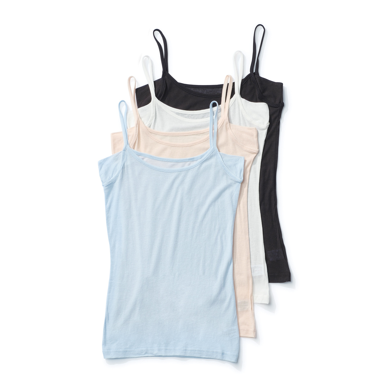 マリランテ カラーはお任せ！ 強撚糸綿１００％ 薄くてさらさら 脇汗取りパッド付 キャミソール４枚セット