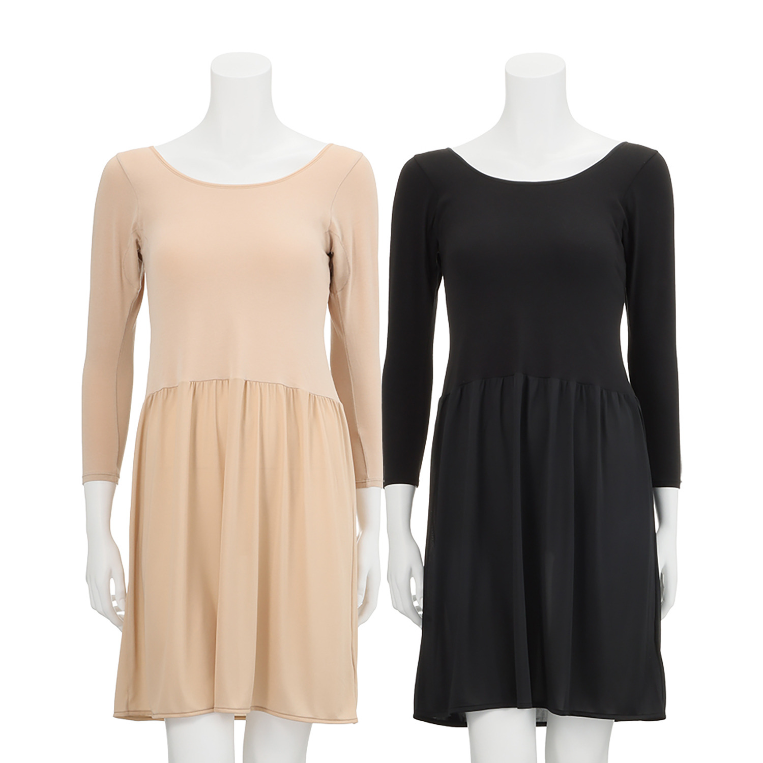 マリランテ カラーはお任せ！ 呼吸するインナー ベンベルグ混生地使用 脇汗取りパッド付 八分袖スリップ ２枚セット＜９０ｃｍ丈＞