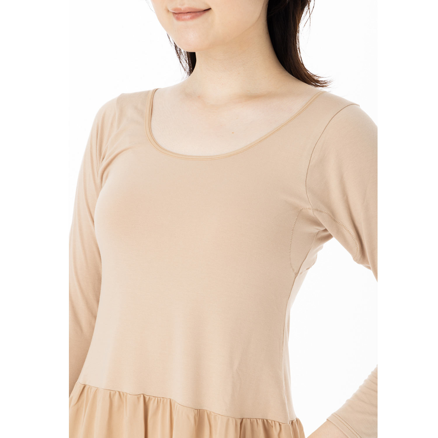 マリランテ カラーはお任せ！ 呼吸するインナー ベンベルグ混生地使用 脇汗取りパッド付 八分袖スリップ ２枚セット＜９０ｃｍ丈＞