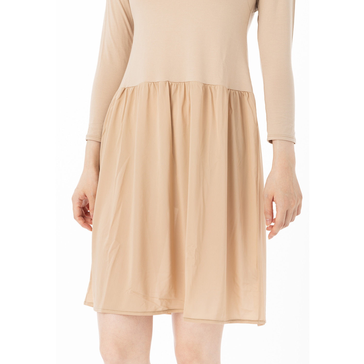 マリランテ カラーはお任せ！ 呼吸するインナー ベンベルグ混生地使用 脇汗取りパッド付 八分袖スリップ ２枚セット＜９０ｃｍ丈＞