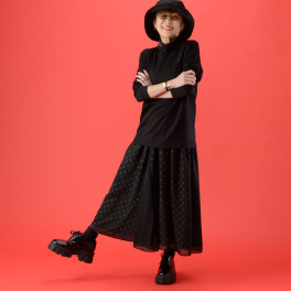 ミニマライズプラス 春風に舞う シフォン軽やか シャーリングデザイン ギャザースカート