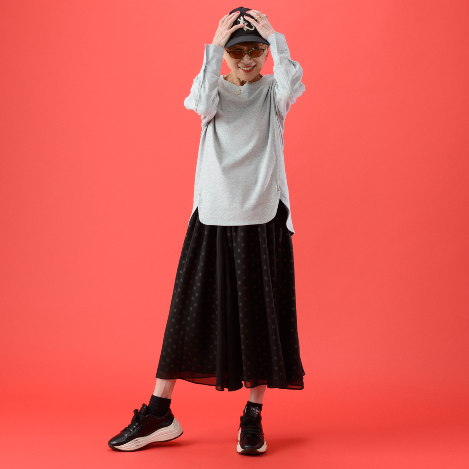 ミニマライズプラス 春風に舞う シフォン軽やか シャーリングデザイン ギャザースカート