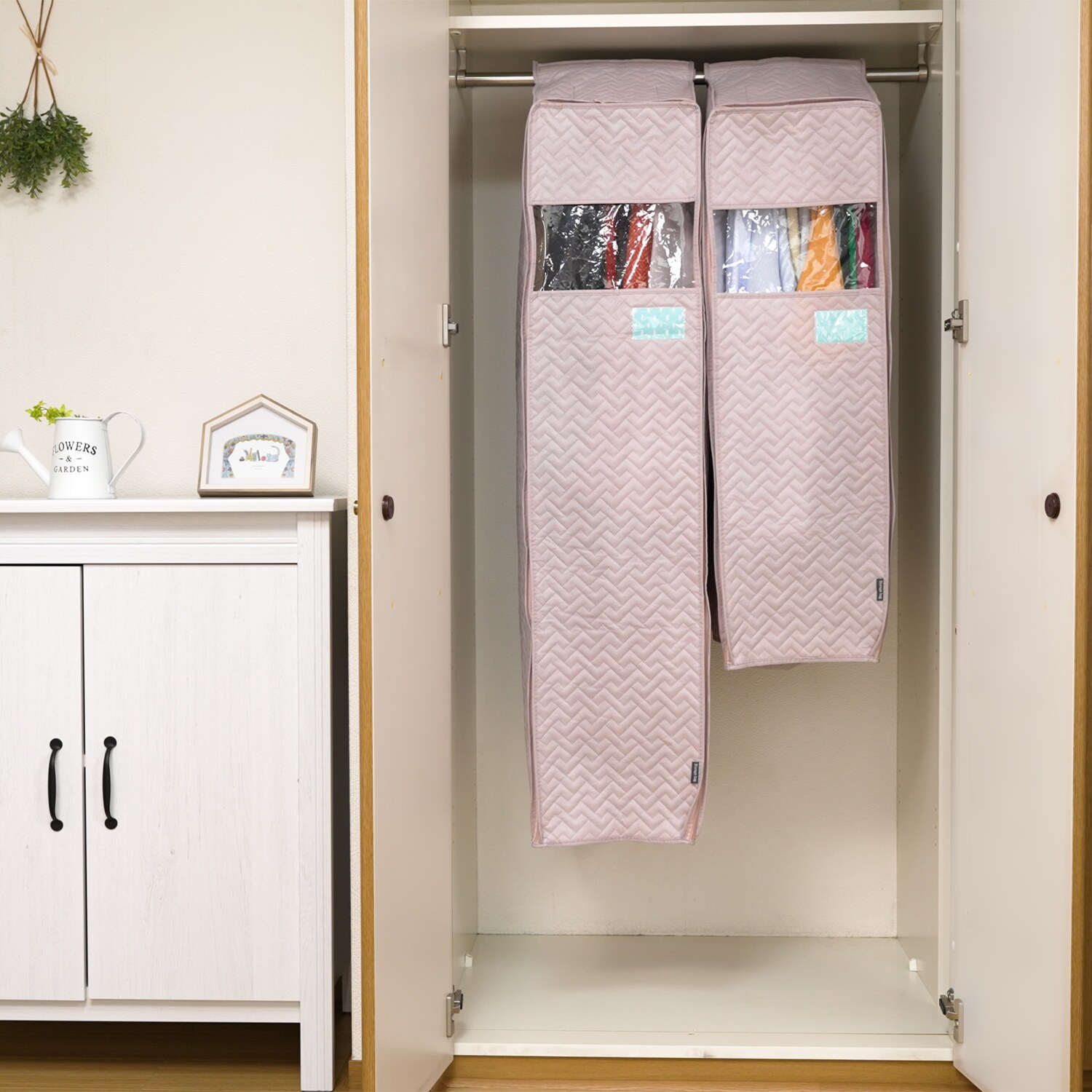 クラレトレーディング ダブルファスナー仕様で 洋服の出し入れ簡単 汚れ・ホコリ・花粉など しっかりブロック！ まとめて洋服カバー 同色２個セット ＜ショート＞ 