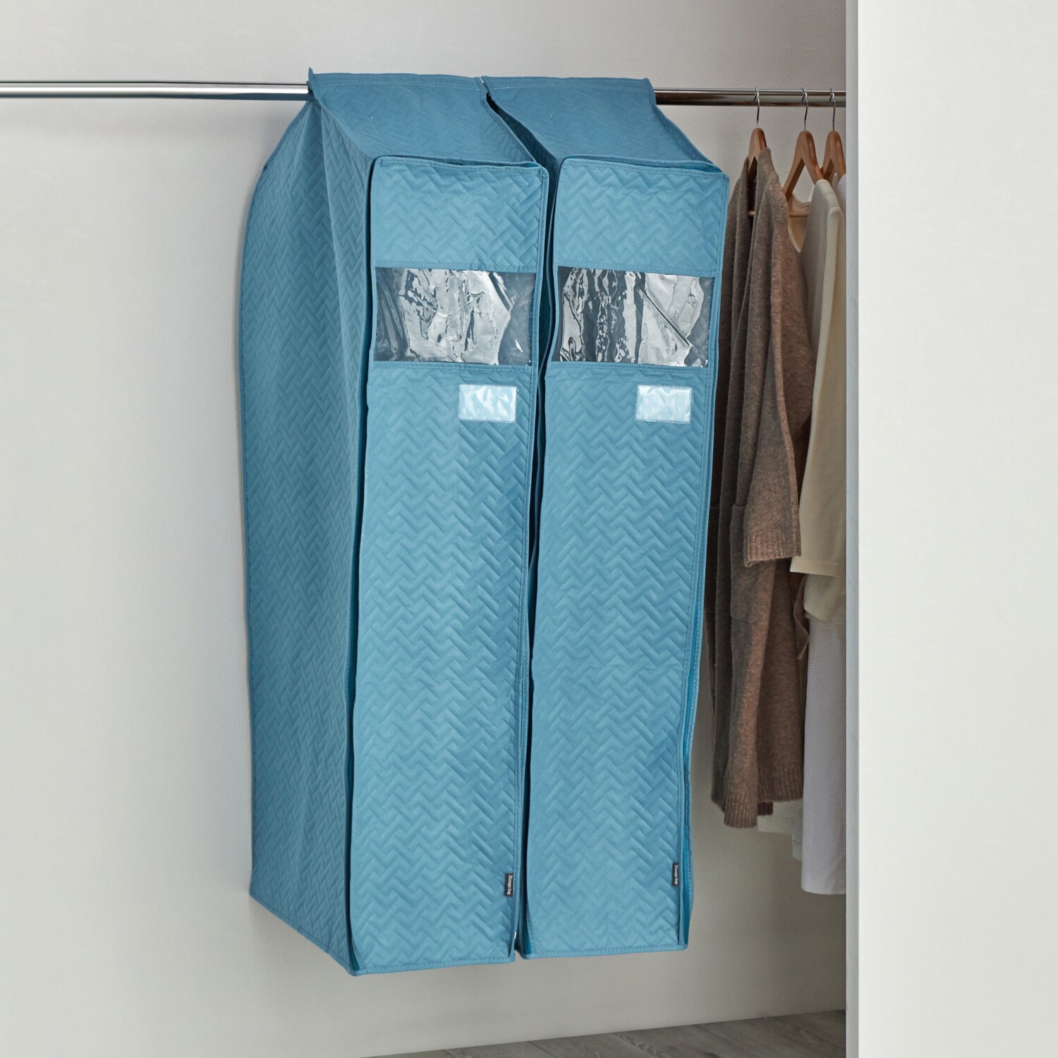 クラレトレーディング ダブルファスナー仕様で 洋服の出し入れ簡単 汚れ・ホコリ・花粉など しっかりブロック！ まとめて洋服カバー 同色２個セット ＜ロング＞ 