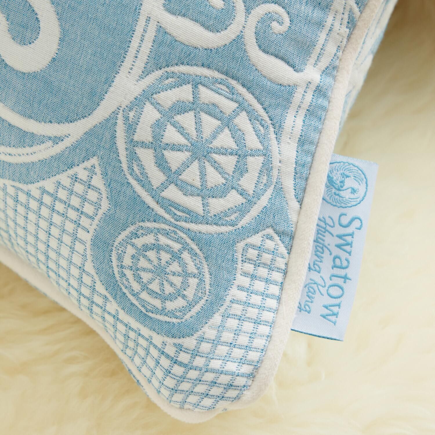 スワトウ刺しゅう協会 認定デザイン ジャガード織 コットンクッション