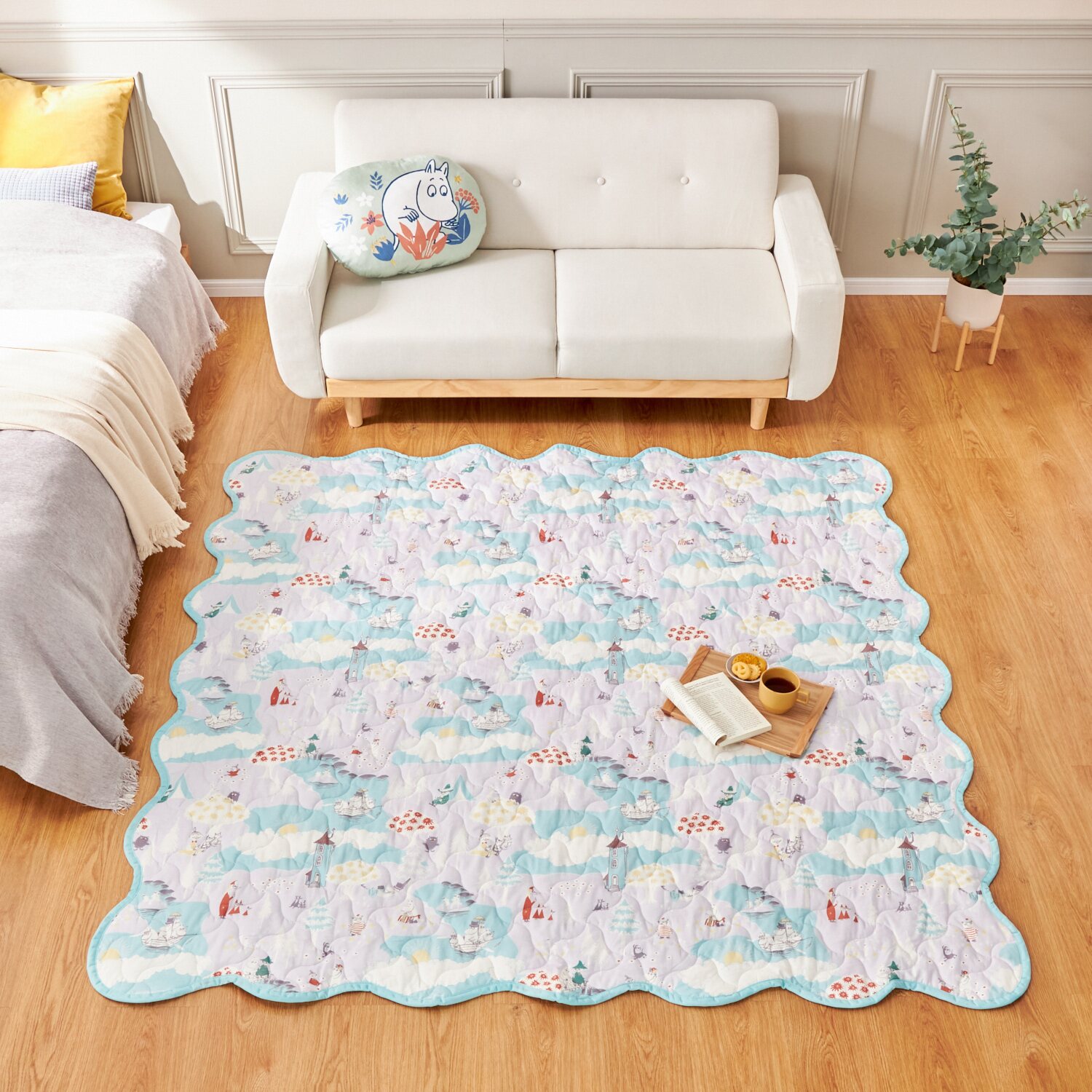 ムーミン 春のムーミン谷の物語 リバーシブル マルチキルトカバー ＜１９０×１９０ｃｍ＞