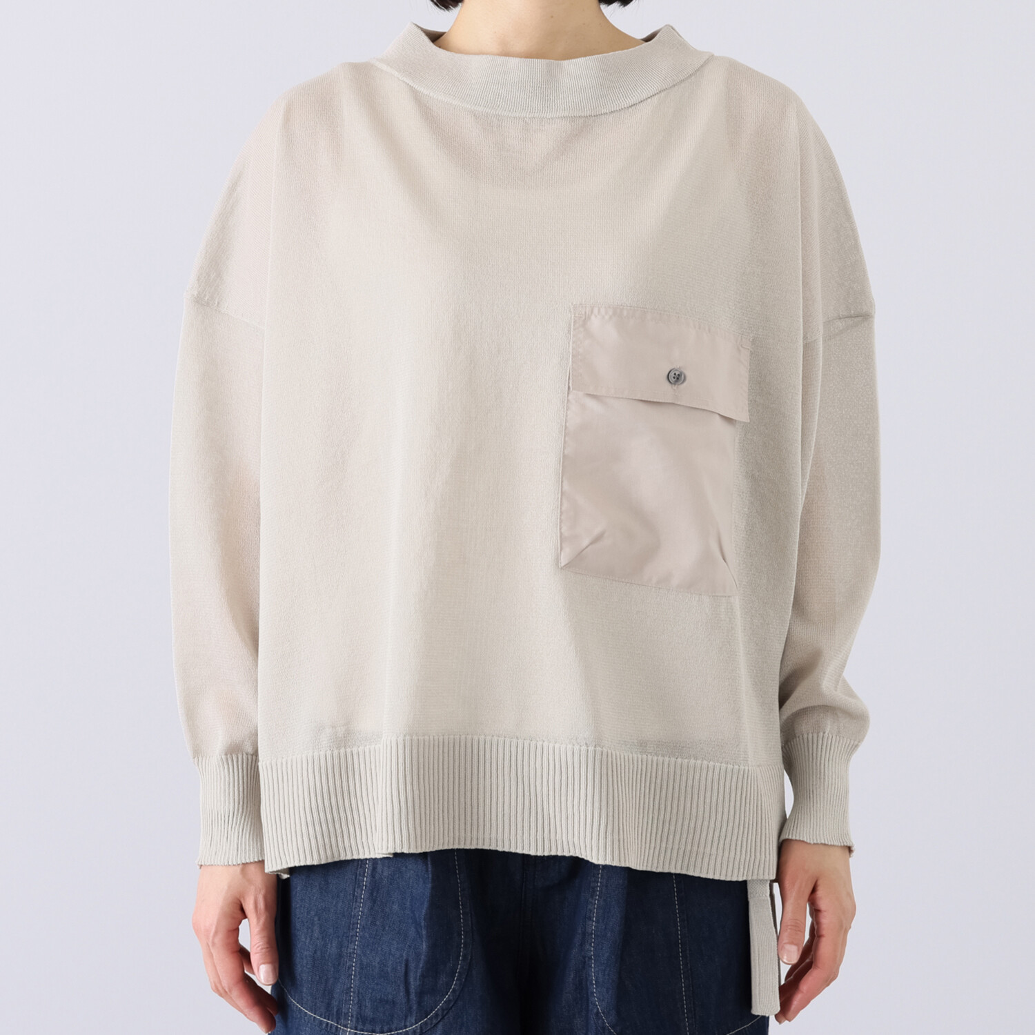 ワン　バイ ヨーコモリモト ほんのりシアーで 涼やかスタイリッシュ ニットプルオーバー