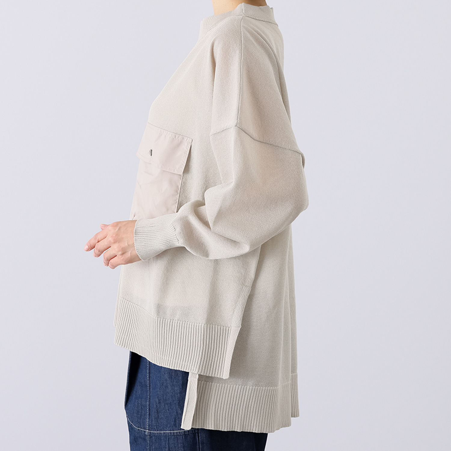 ワン　バイ ヨーコモリモト ほんのりシアーで 涼やかスタイリッシュ ニットプルオーバー