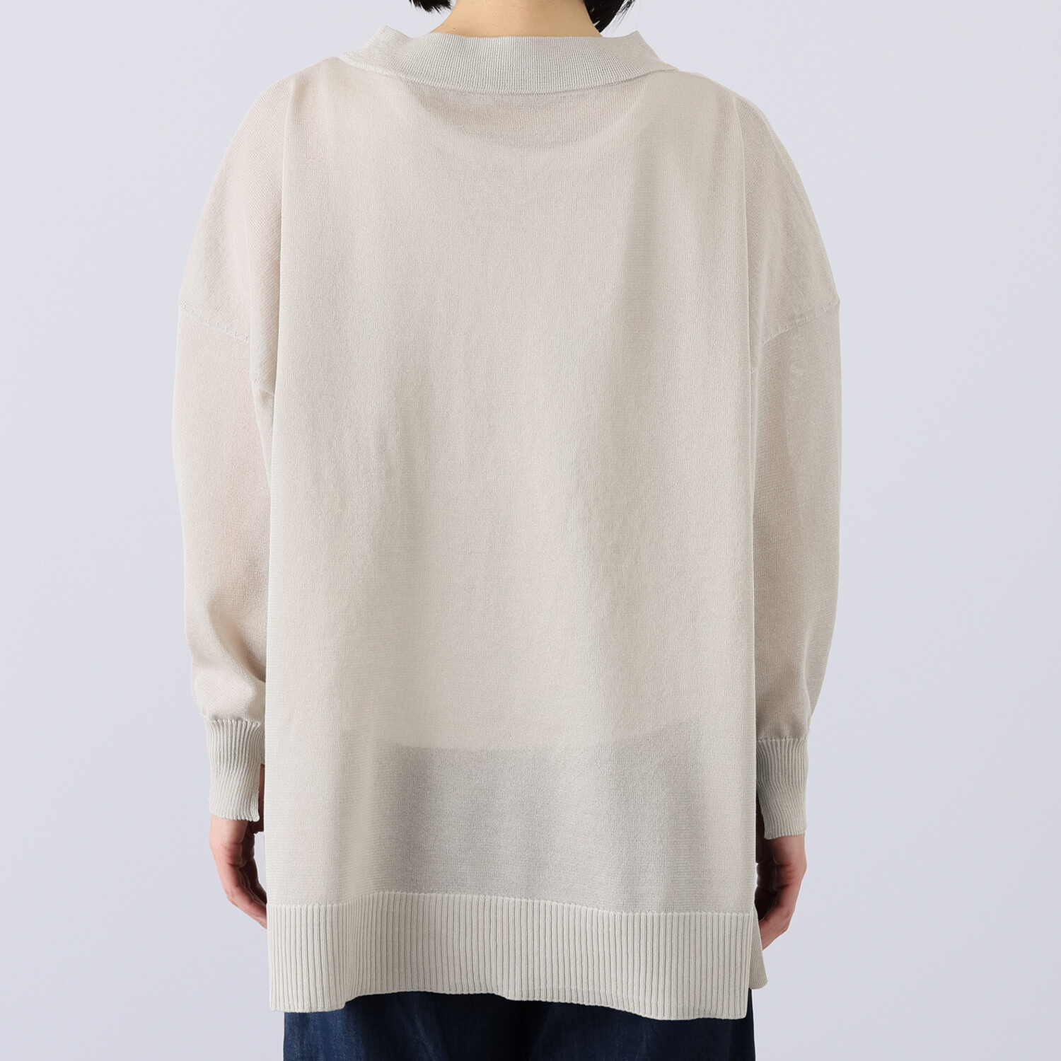 ワン　バイ ヨーコモリモト ほんのりシアーで 涼やかスタイリッシュ ニットプルオーバー