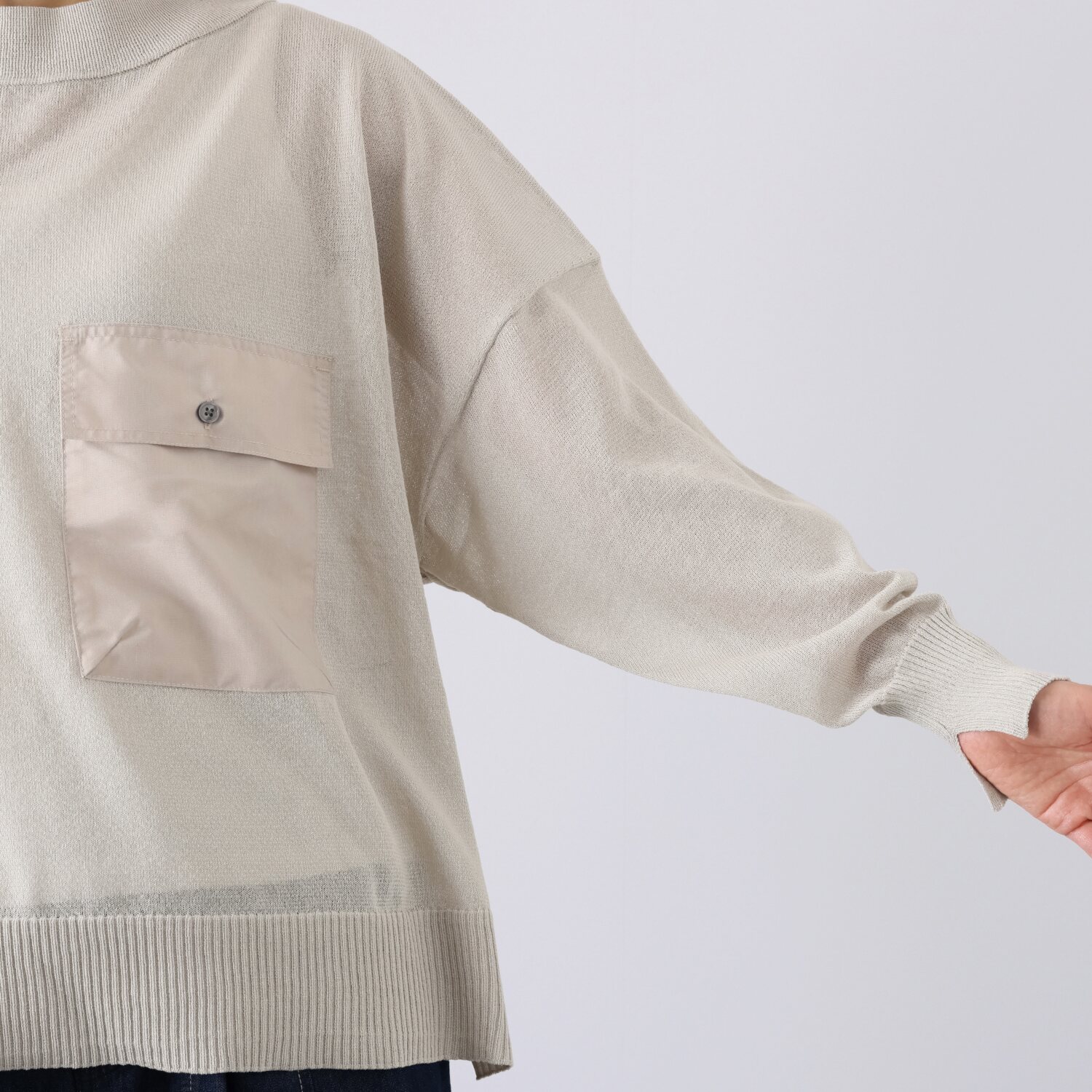 ワン　バイ ヨーコモリモト ほんのりシアーで 涼やかスタイリッシュ ニットプルオーバー