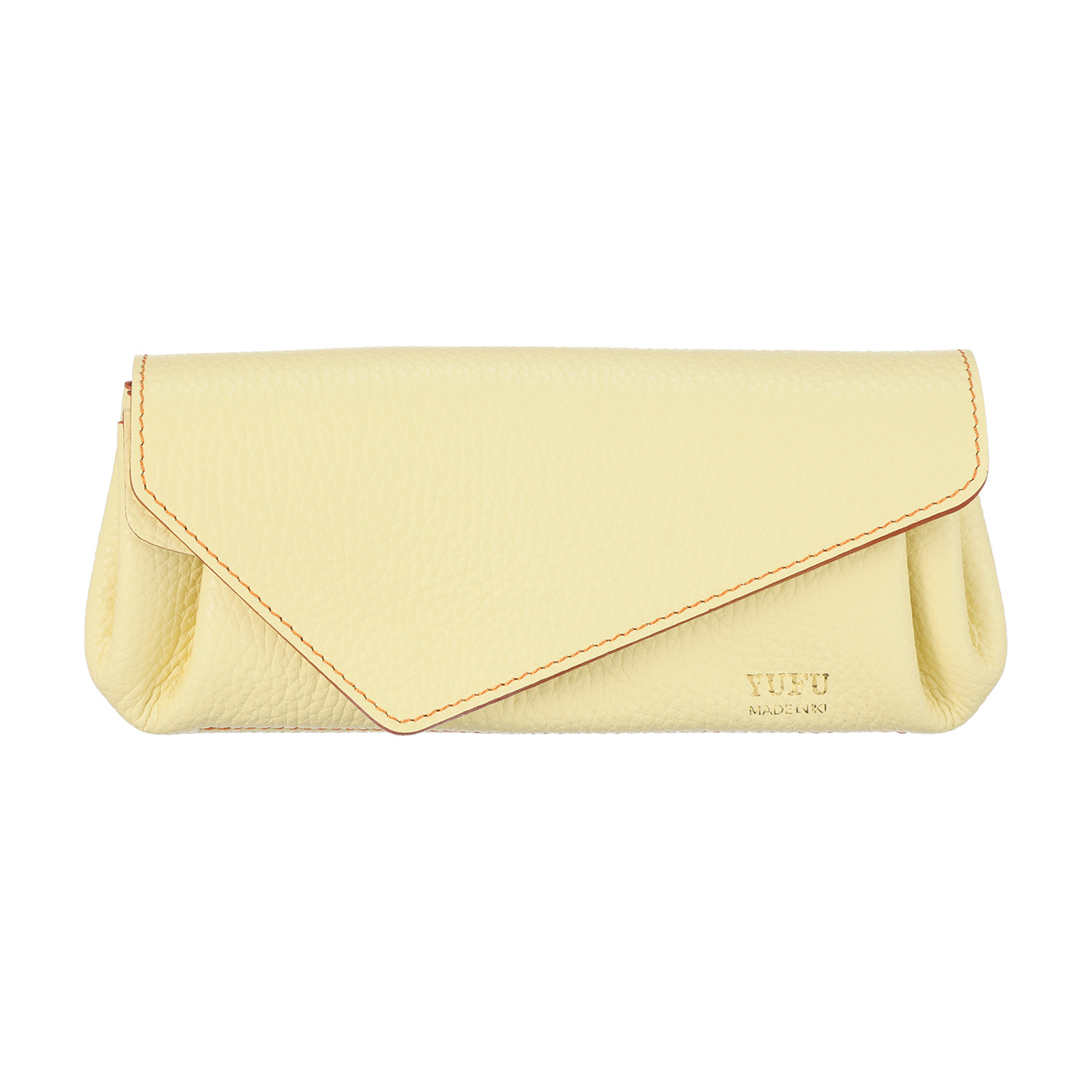 ユフ 御守り付 牛革シュリンク型押し 配色ロングウォレット