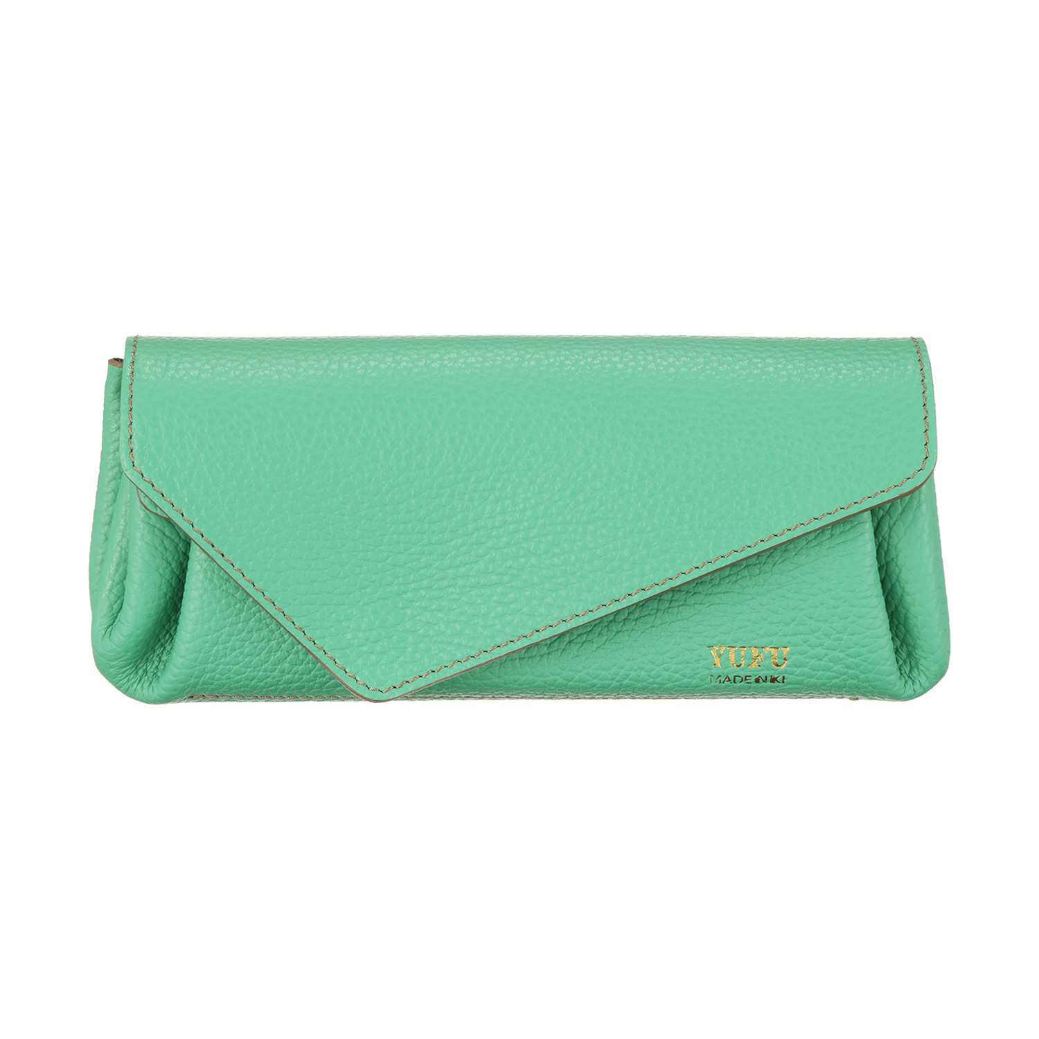 ユフ 御守り付 牛革シュリンク型押し 配色ロングウォレット