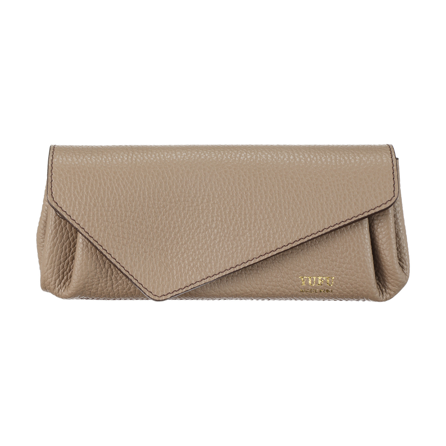 ユフ 御守り付 牛革シュリンク型押し 配色ロングウォレット