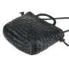 ムジカヴィータ 山羊革 リボンチャーム付 手編みメッシュ ミニショルダーバッグ
